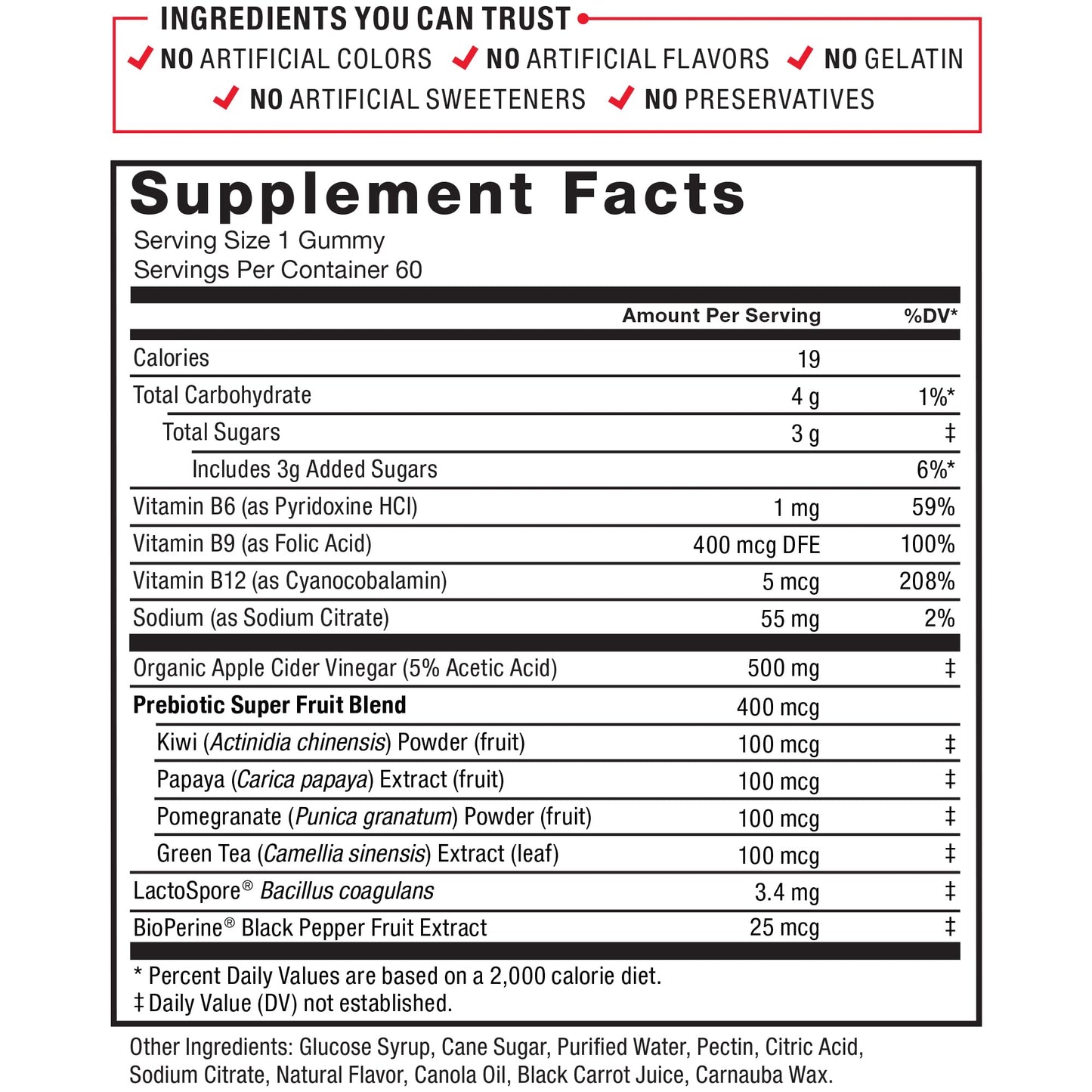Force Factor ProbioSlim Apple Cider Vinegar Gummies with Organic LactoSpore Probiotics