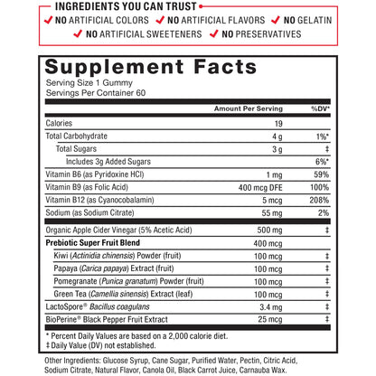 Force Factor ProbioSlim Apple Cider Vinegar Gummies with Organic LactoSpore Probiotics