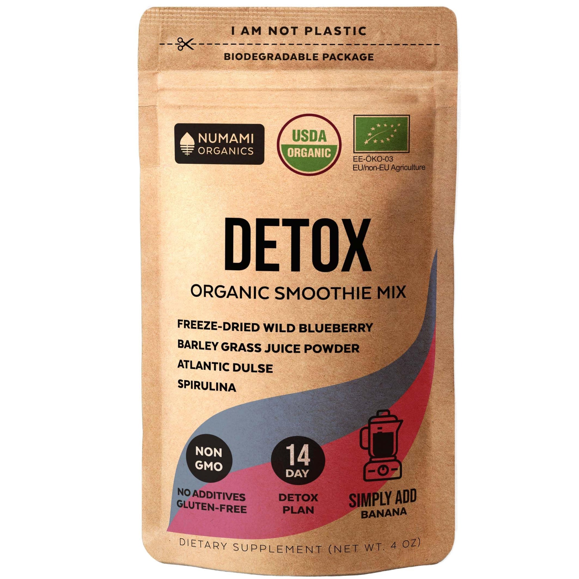 Numami Organic Detox Blueberry Smoothie Powder with Healthy Spirulina, Atlantic Dulse