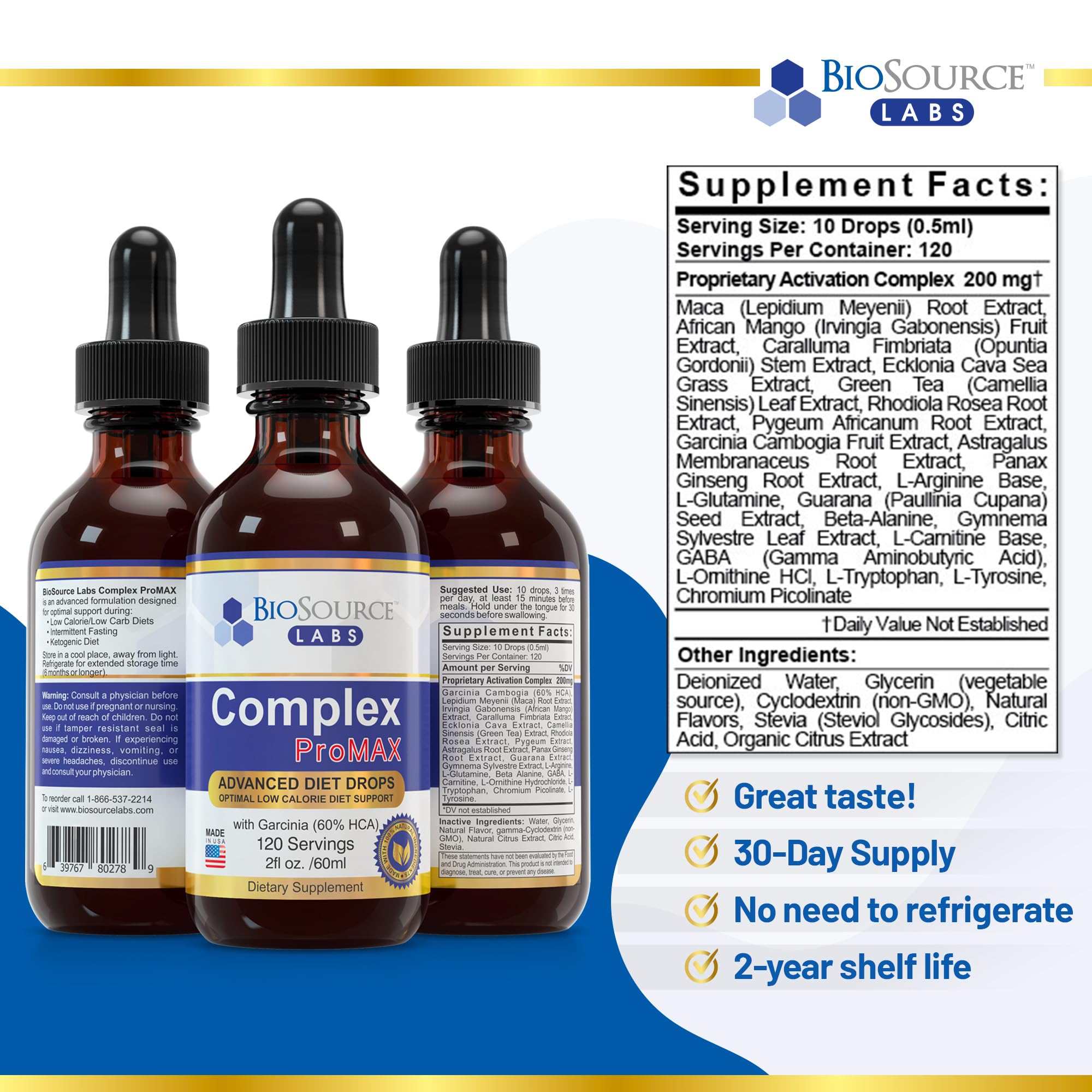 BioSource Labs Complex ProMAX Premium Diet Drops (1 x 2 oz Bottle) BioSource Labs