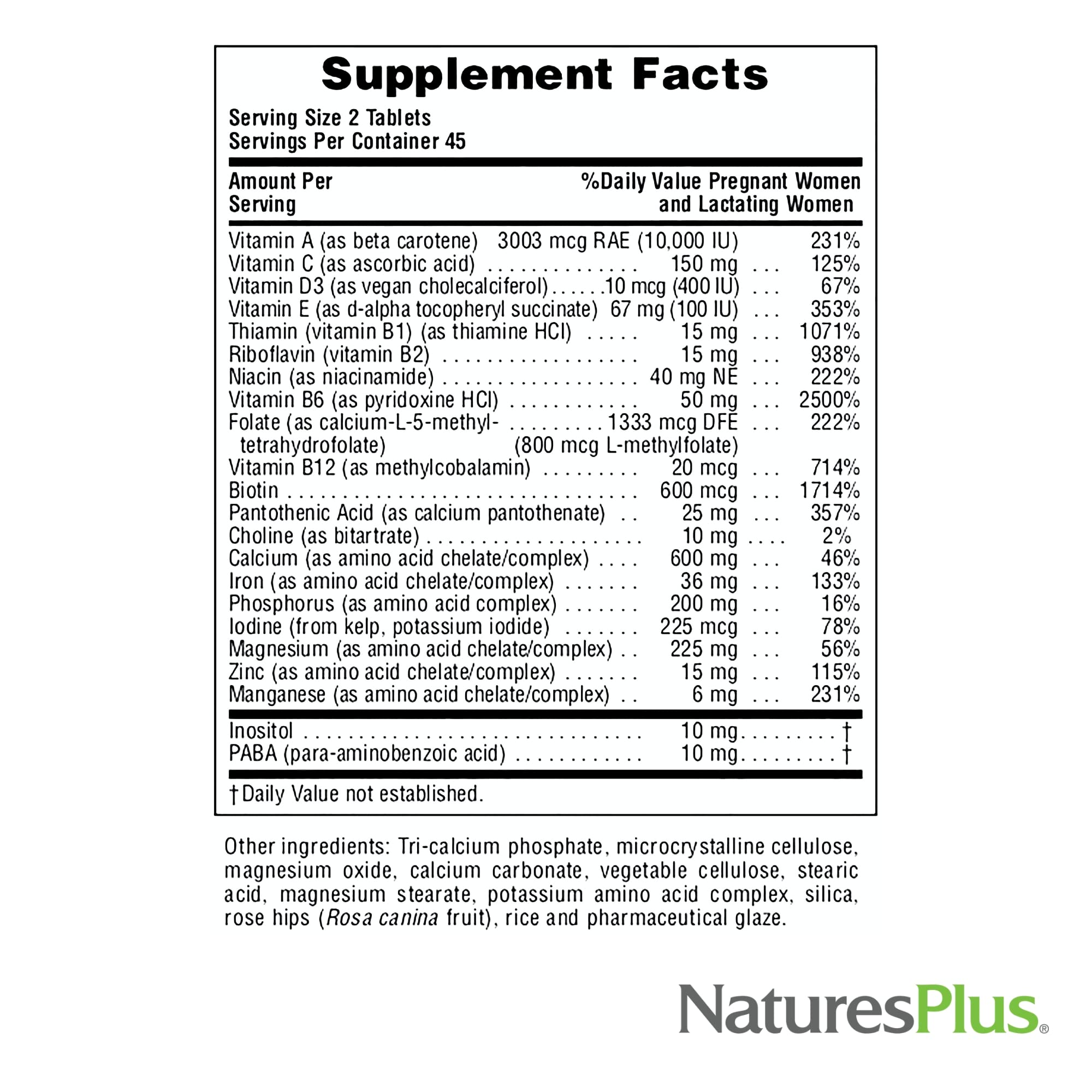 NaturesPlus Ultra Prenatal Multivitamin - 800 mcg Folate, 90 Vegetarian Tablets - Prenatal Supplement Nature's Plus
