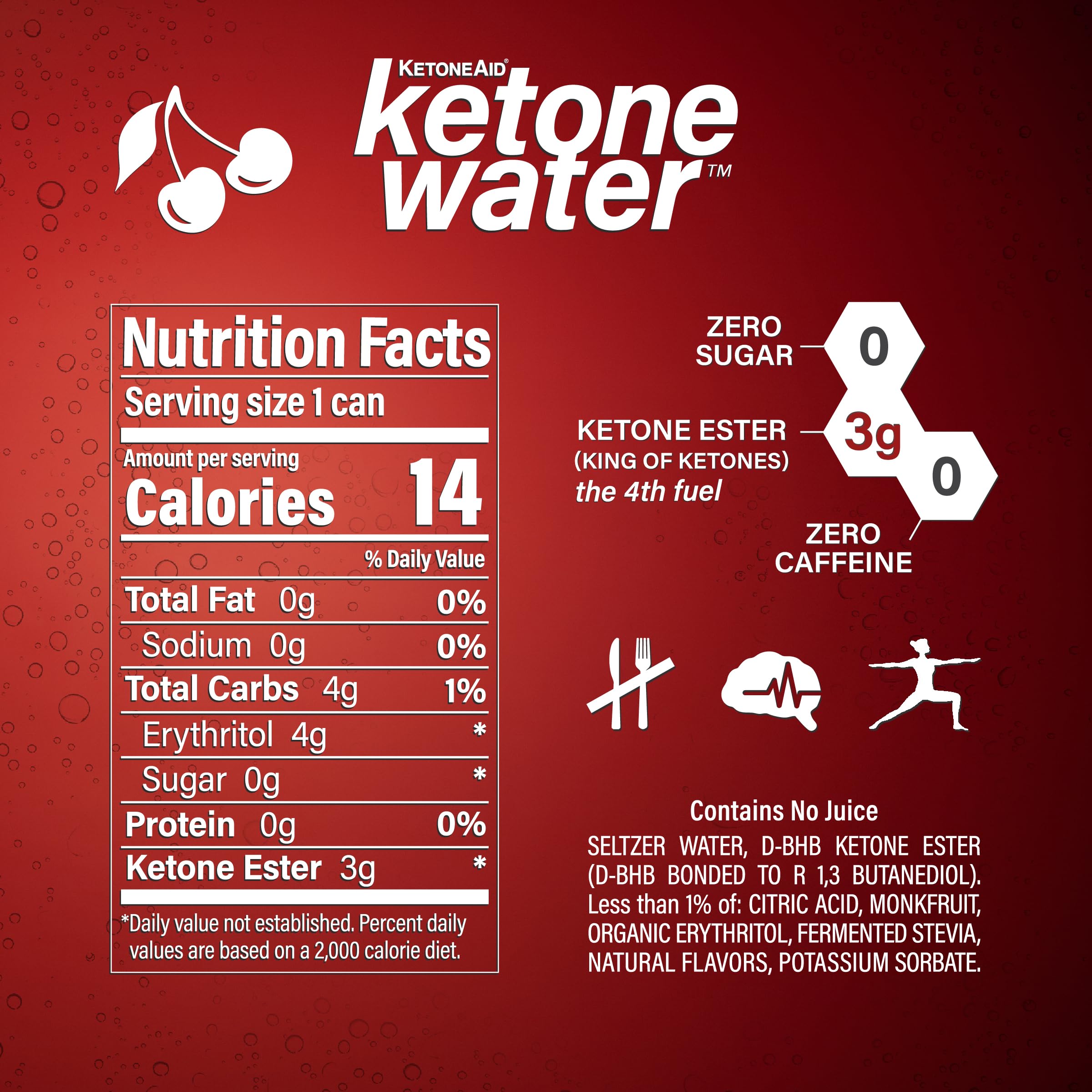 KetoneWater | Functional Sparkling Water w/Ketone Ester (3 Grams) | Black Cherry Flavor