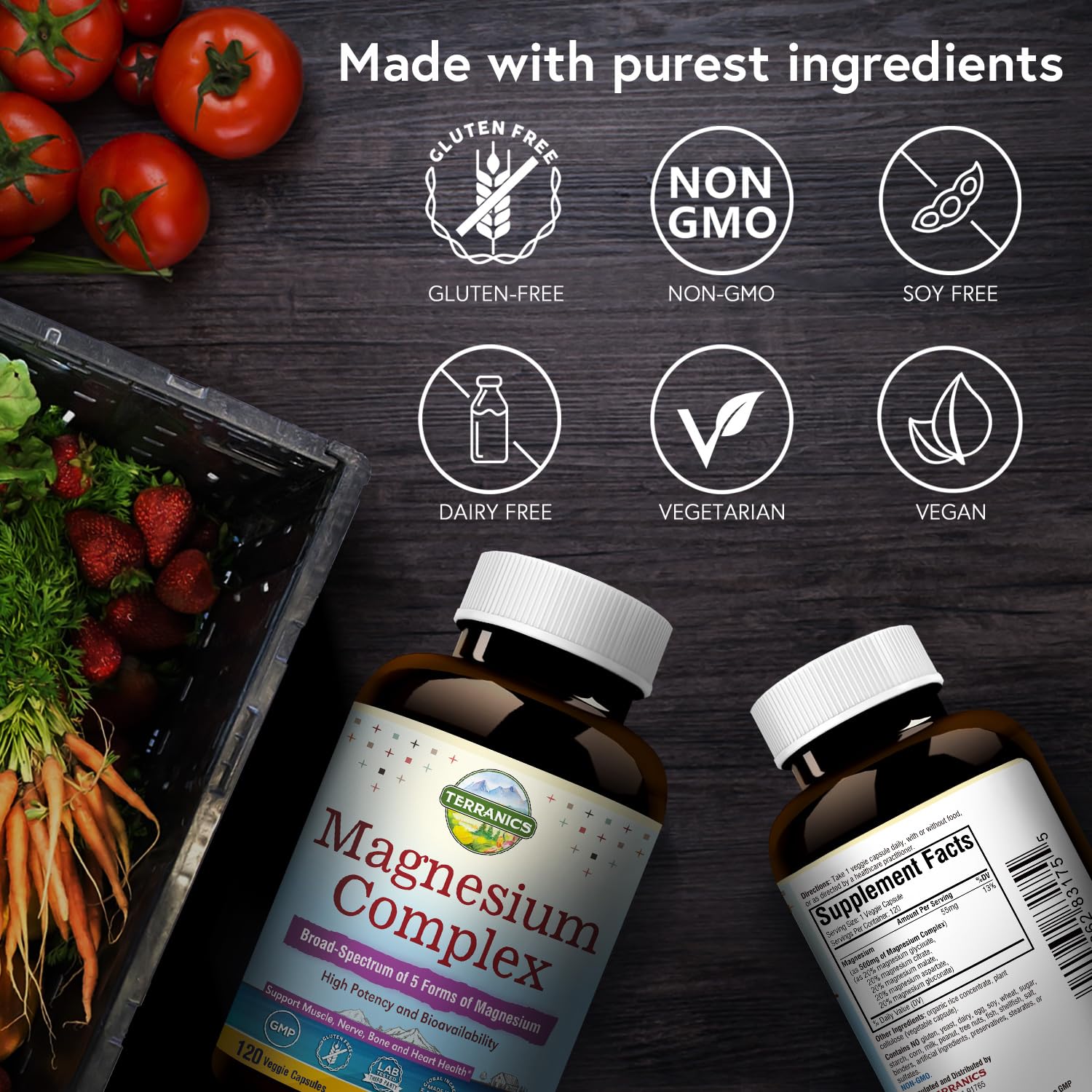 Terranics Magnesium Complex, Total 240 Capsules, Max Absorption, Glycinate, Citrate Terranics