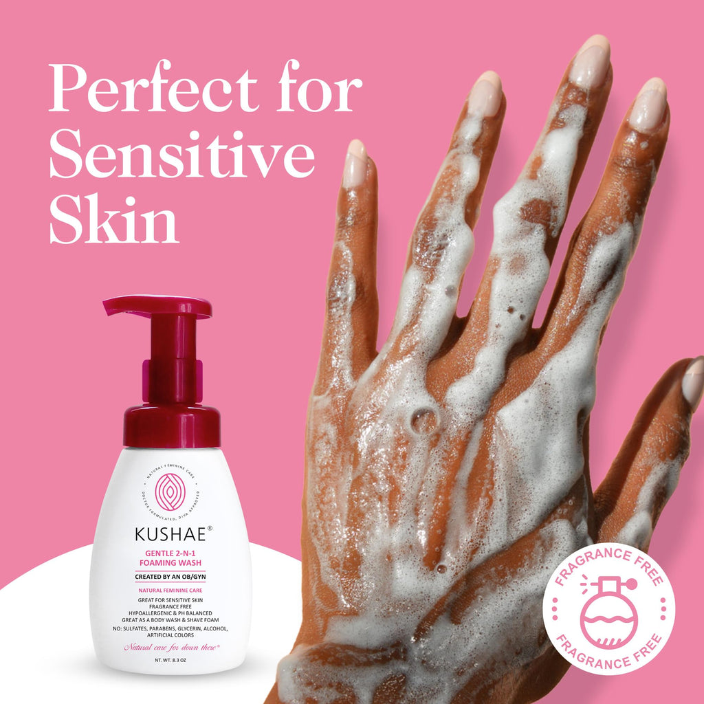 Kushae Gentle 2-in-1 Foaming Wash, pH Balance Feminine Wash for Optimal Hygiene
