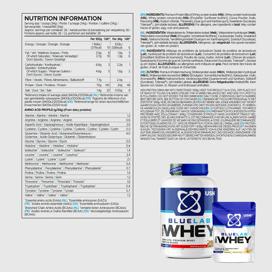 USN Blue Lab Whey Protein Powder: Wheytella - Whey Protein 908g - Post-Workout
