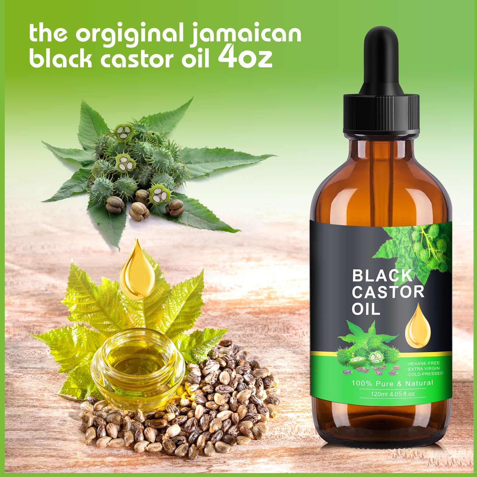 PAVAROP Jamaican Black Castor Oil, Organic Black Castor Oil Cold Pressed in Glass Bottle PAVAROP
