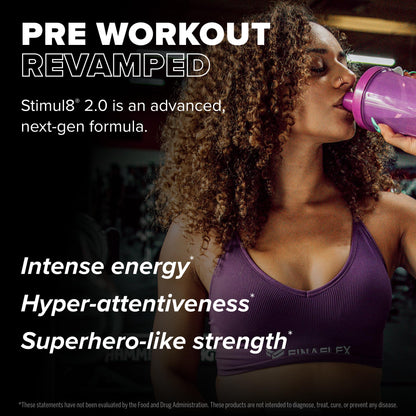 FINAFLEX STIMUL8 2.0 Pre Workout, Granny Apple - Delivers Energy, Focus & Strength - with Beta-Alanine, Alpha GPC & Caffeine - 30 Servings