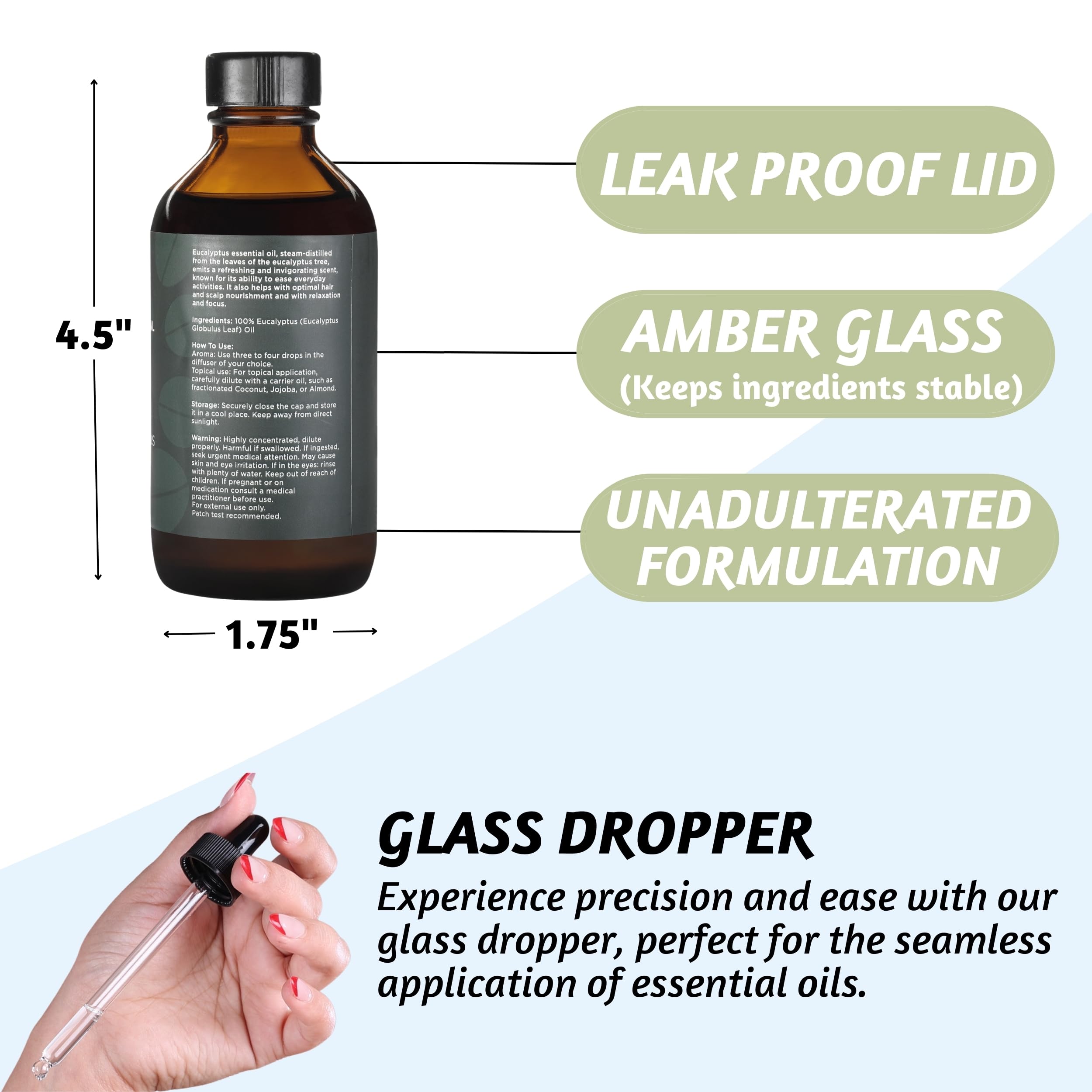 Folkulture Eucalyptus Essential Oil for Diffuser - 4 Fl Oz - 100% Pure, Natural and Undilluted Essential Oil Folkulture