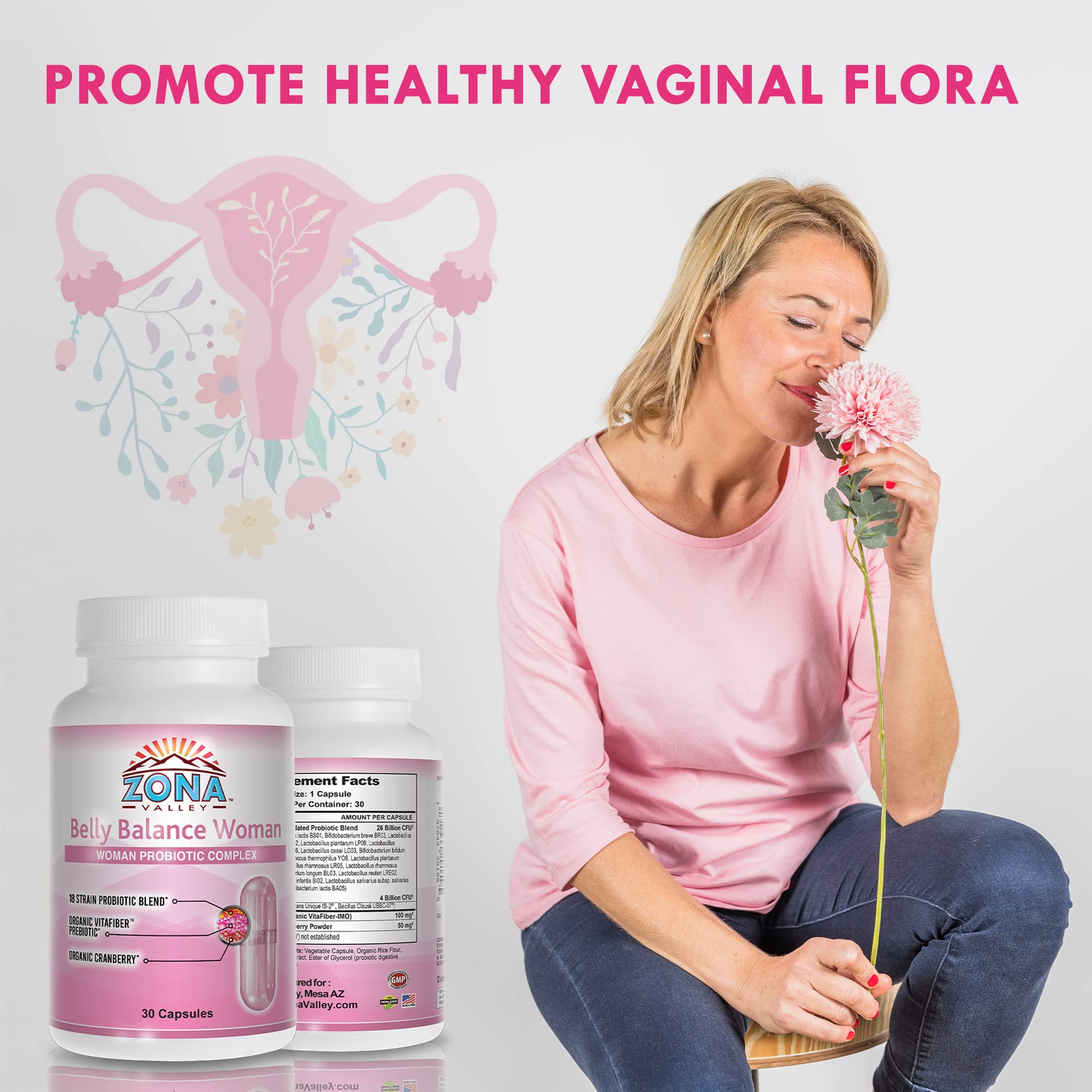 Zona Valley Belly Balance Woman 30 Capsules - Prebiotic and Microencapsulated probiotic Zona Valley