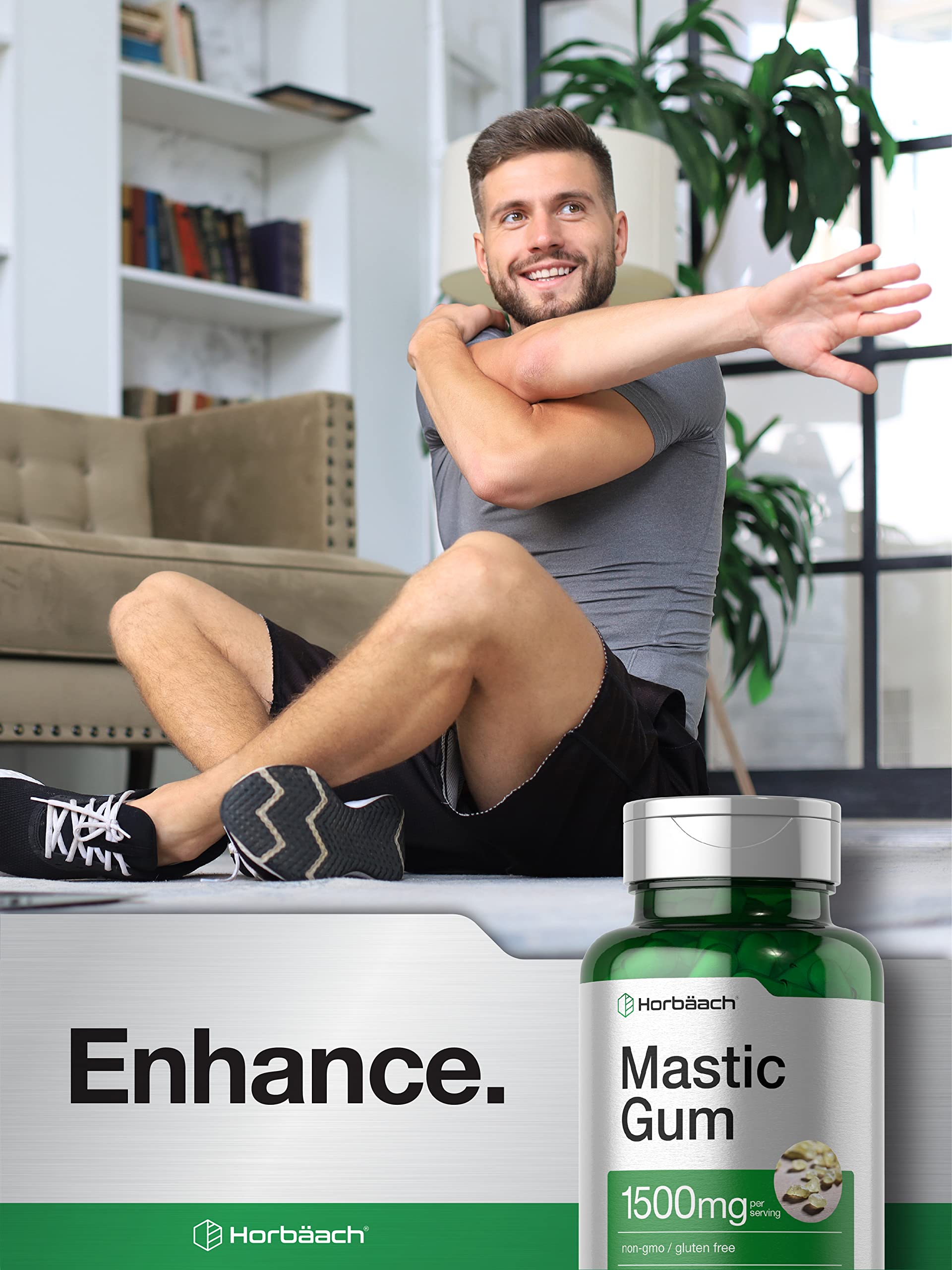 Mastic Gum Capsules 1500mg 100 Count | Non-GMO & Gluten Free | by Horbaach