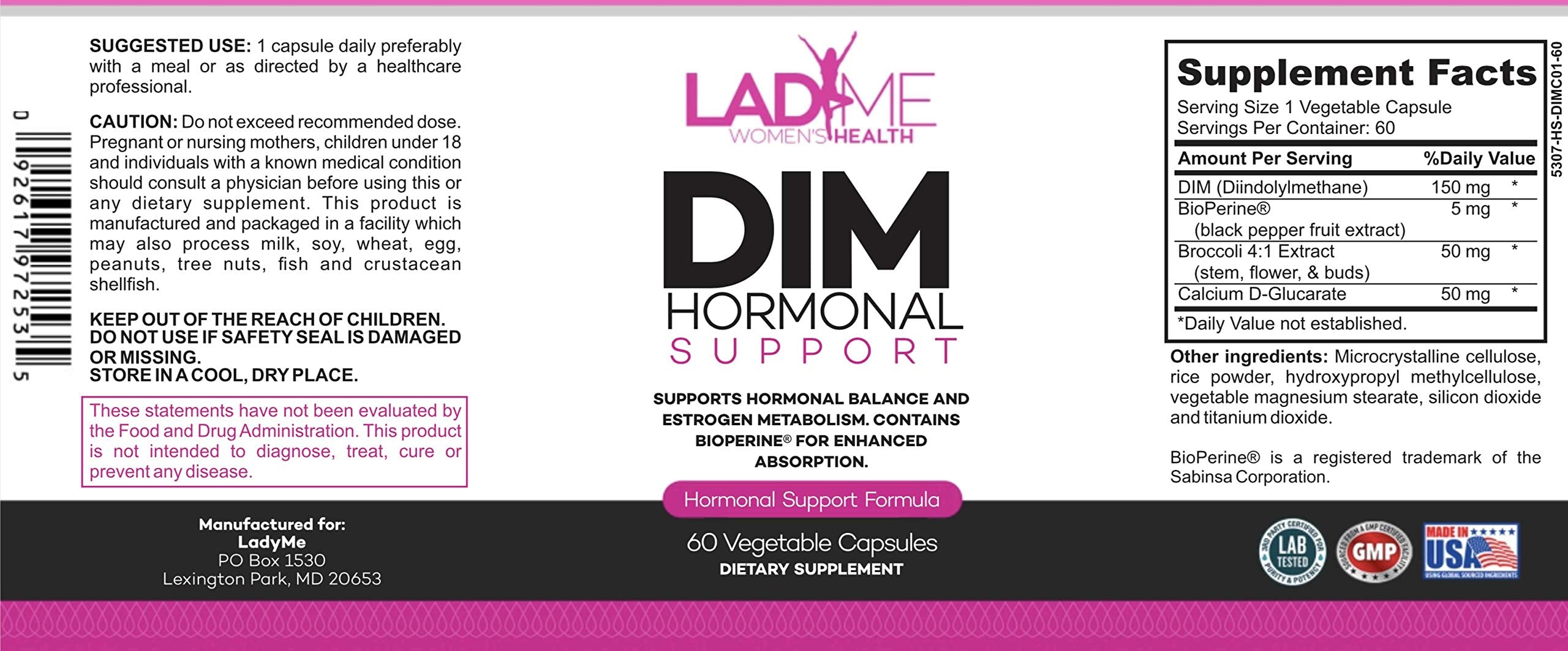 DIM Complex 150mg Hormonal Support Menopause Relief Supplement for Hot Flashes & Hormonal Acne LADYME WOMEN'S HEALTH