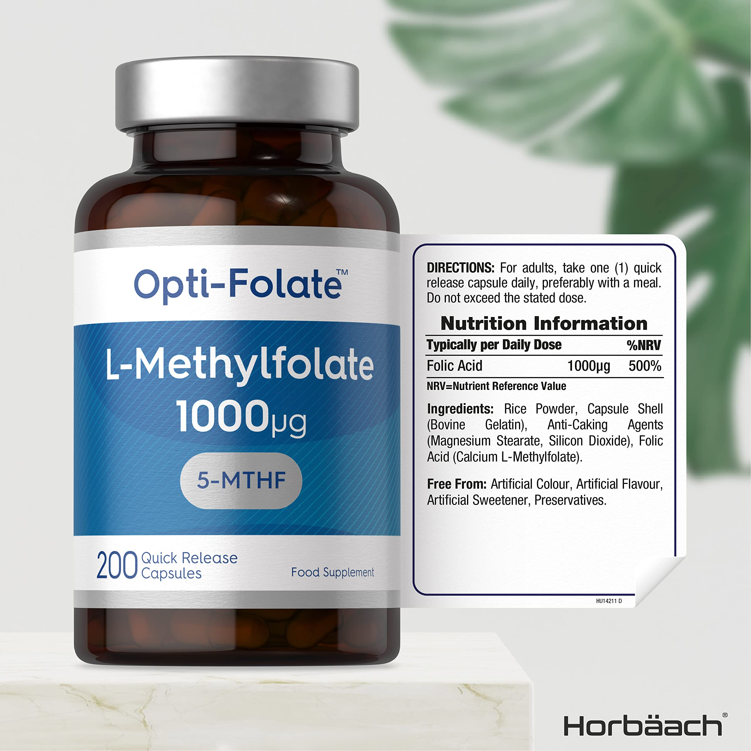 L-Methylfolate 1000ug | 200 Capsules | 5-MTHF Folate Supplement | Active Form