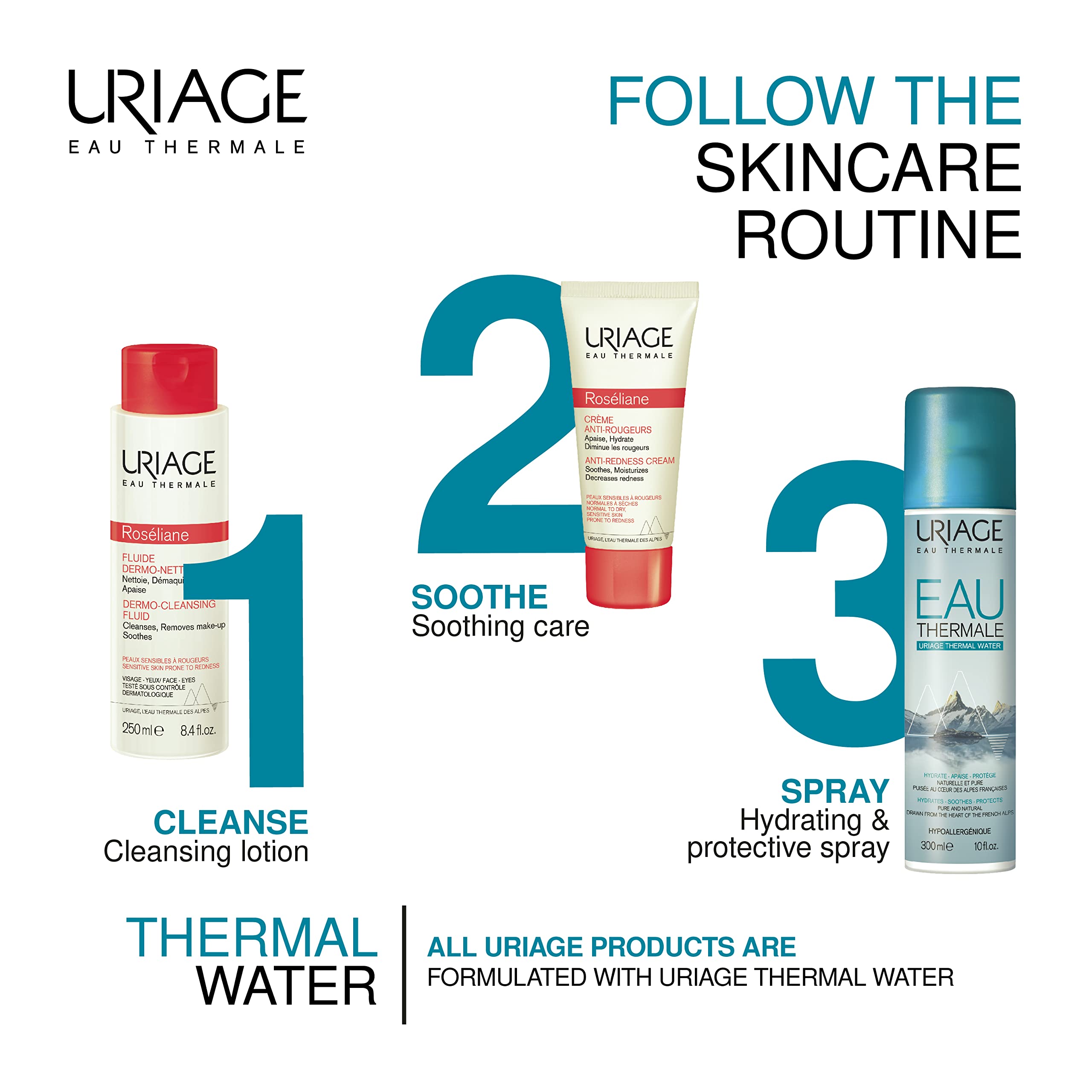 Uriage Roseliane Redness Relief Face Cream 1.35 fl.oz. | Hydrating Moisturizer Uriage