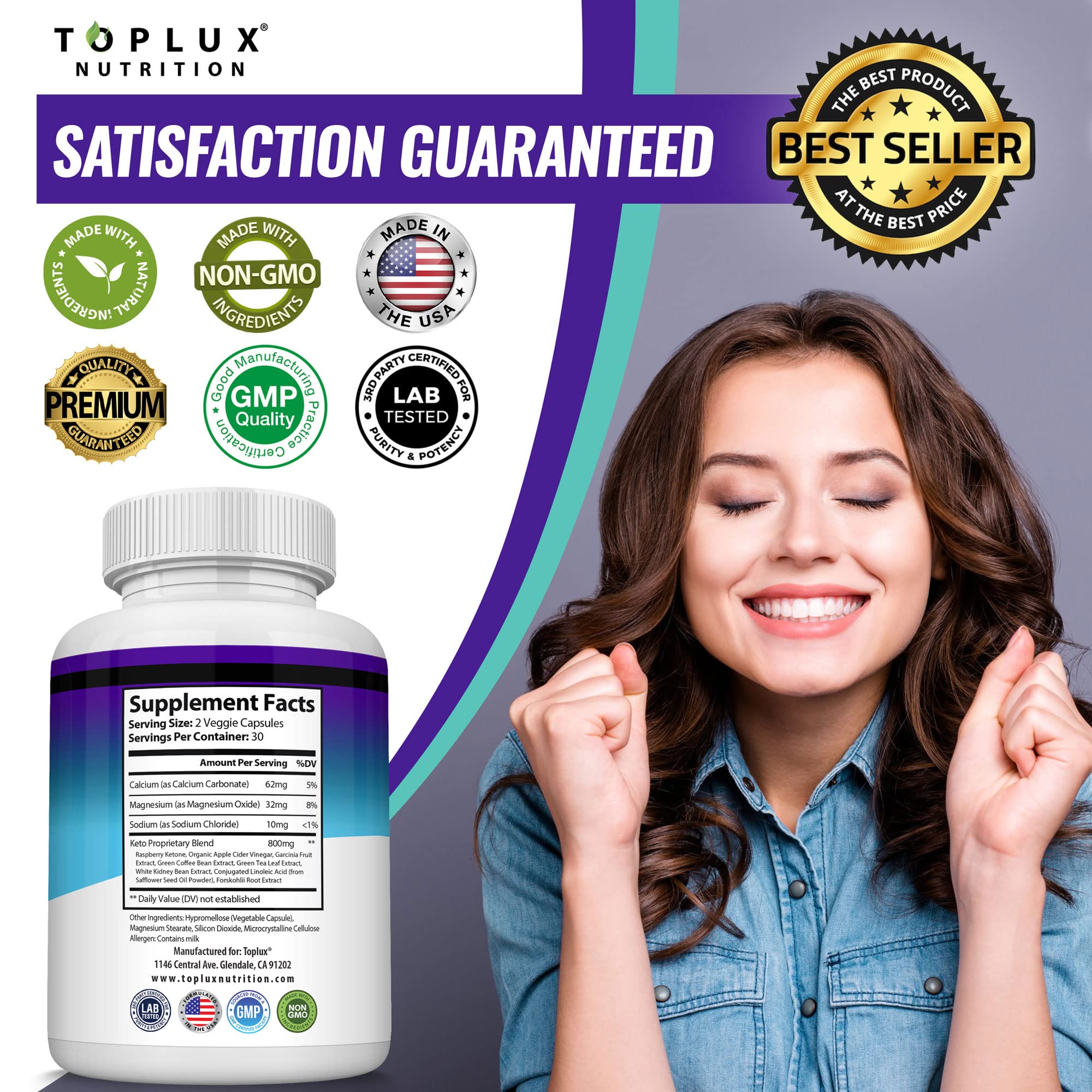 Toplux Keto Pills Ketosis Diet - Natural Ketosis Using Ketone & Ketogenic Diet, Support Toplux