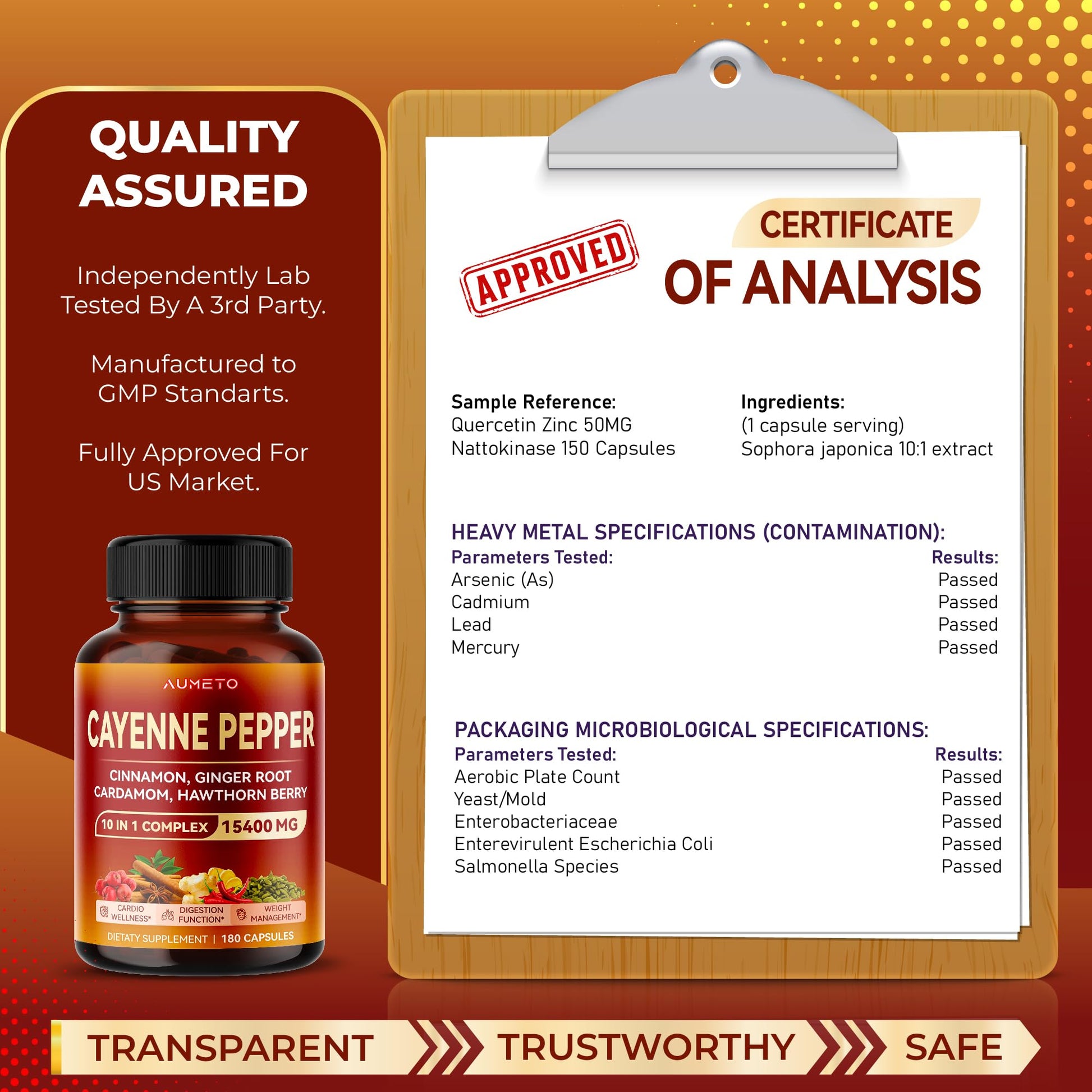AUMETO Cayenne Pepper 15,400mg Ultra Complex with Cinnamon, Ginger Root, Cardamom AUMETO