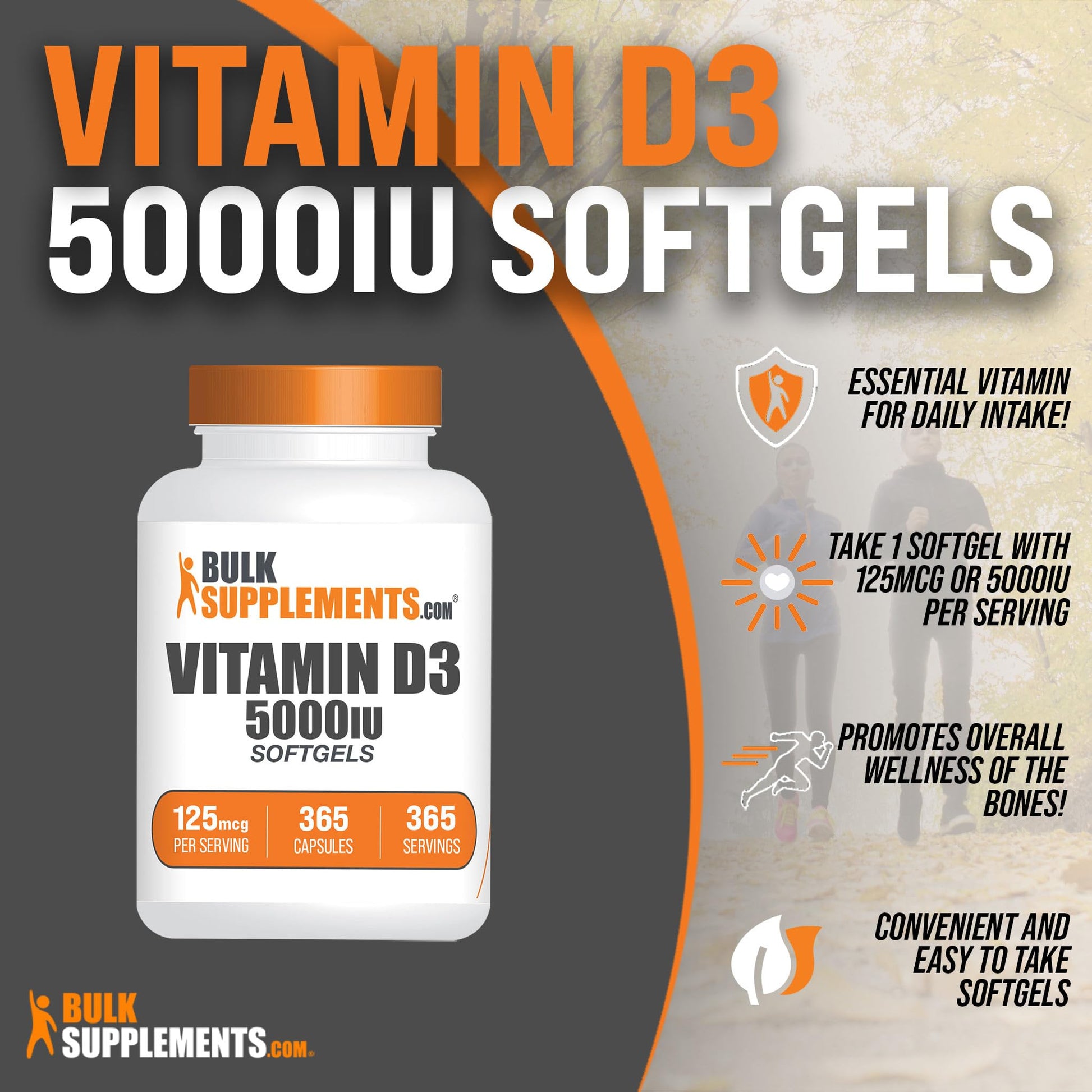 BULKSUPPLEMENTS.COM Vitamin D3 5000IU Softgels - Cholecalciferol, D3 Supplement BULKSUPPLEMENTS.COM