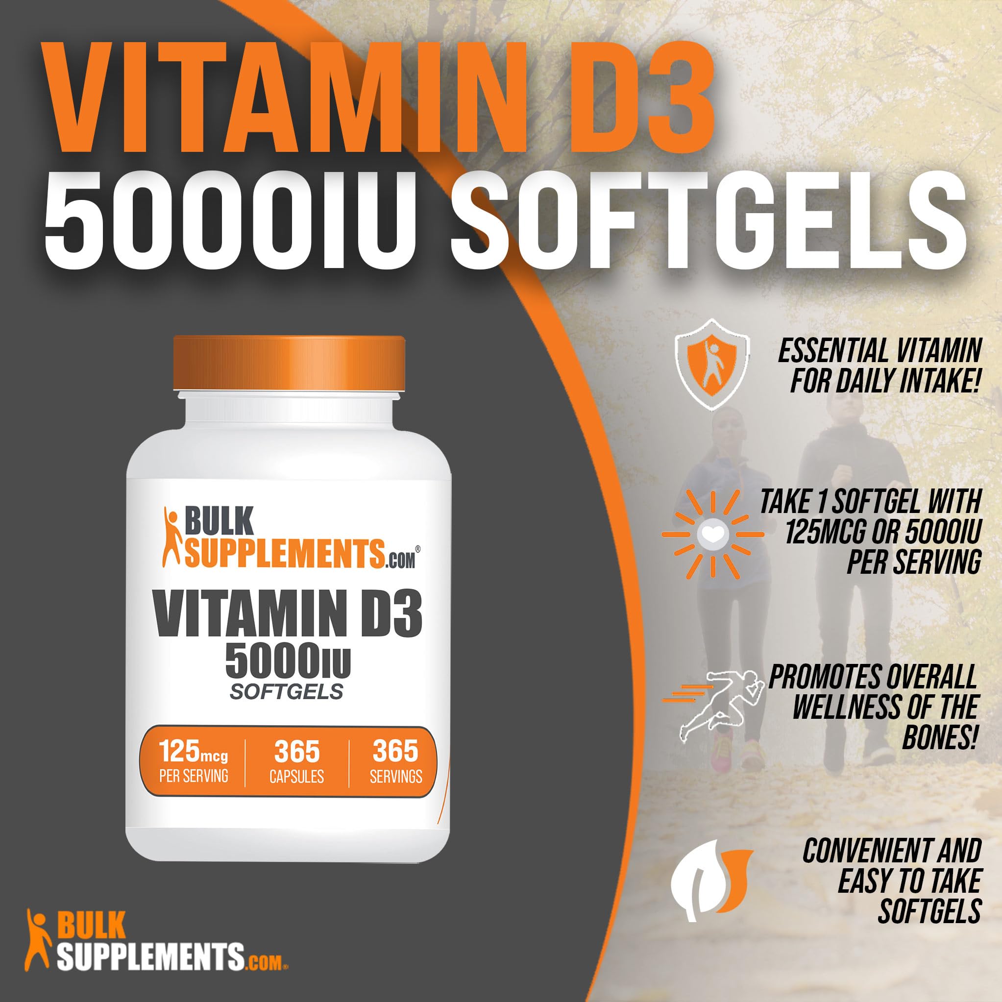 BULKSUPPLEMENTS.COM Vitamin D3 5000IU Softgels - Cholecalciferol, D3 Supplement BULKSUPPLEMENTS.COM