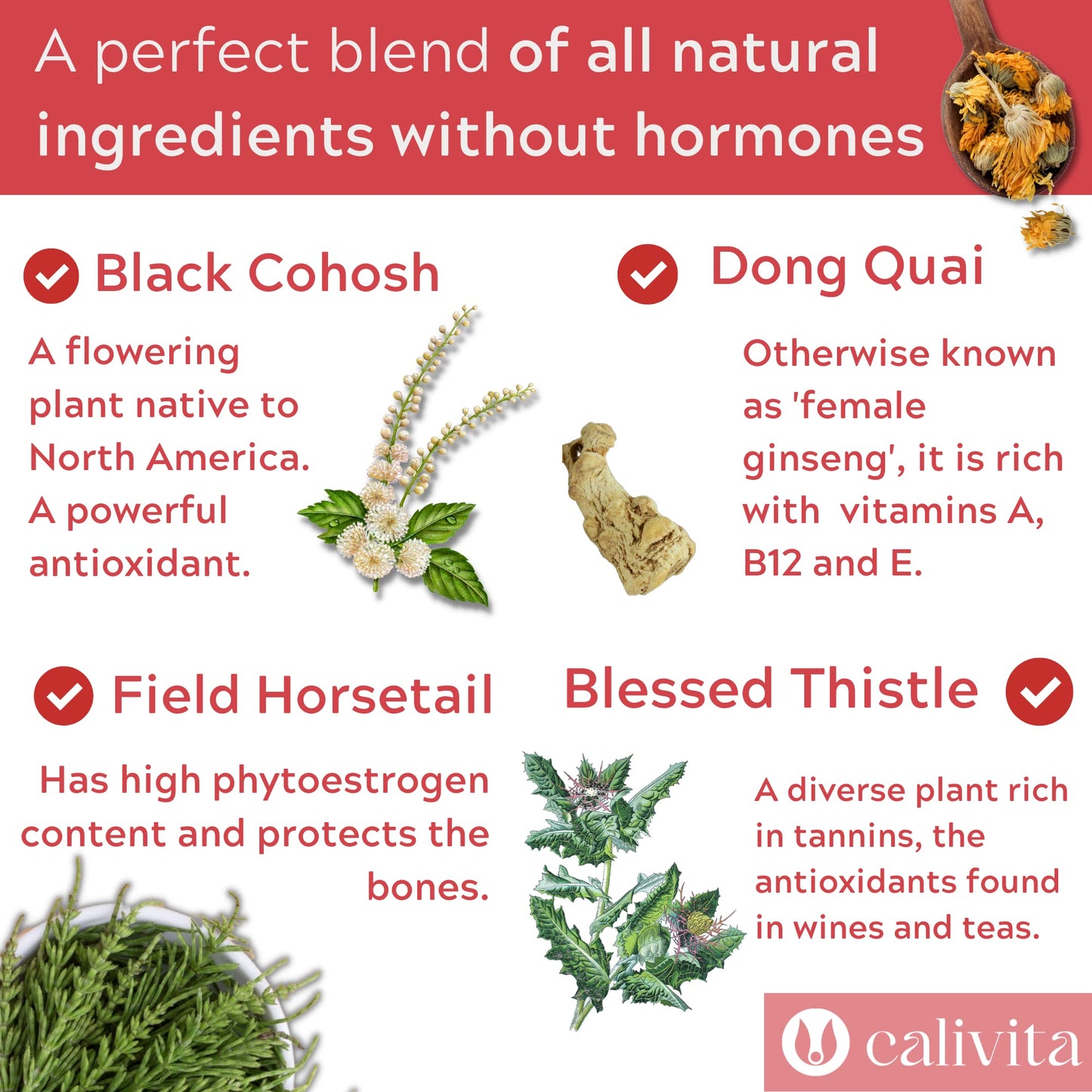 CaliVita Menopausal Formula - Menopause Relief Supplements for Women with Dong Quai, Black Kohosh