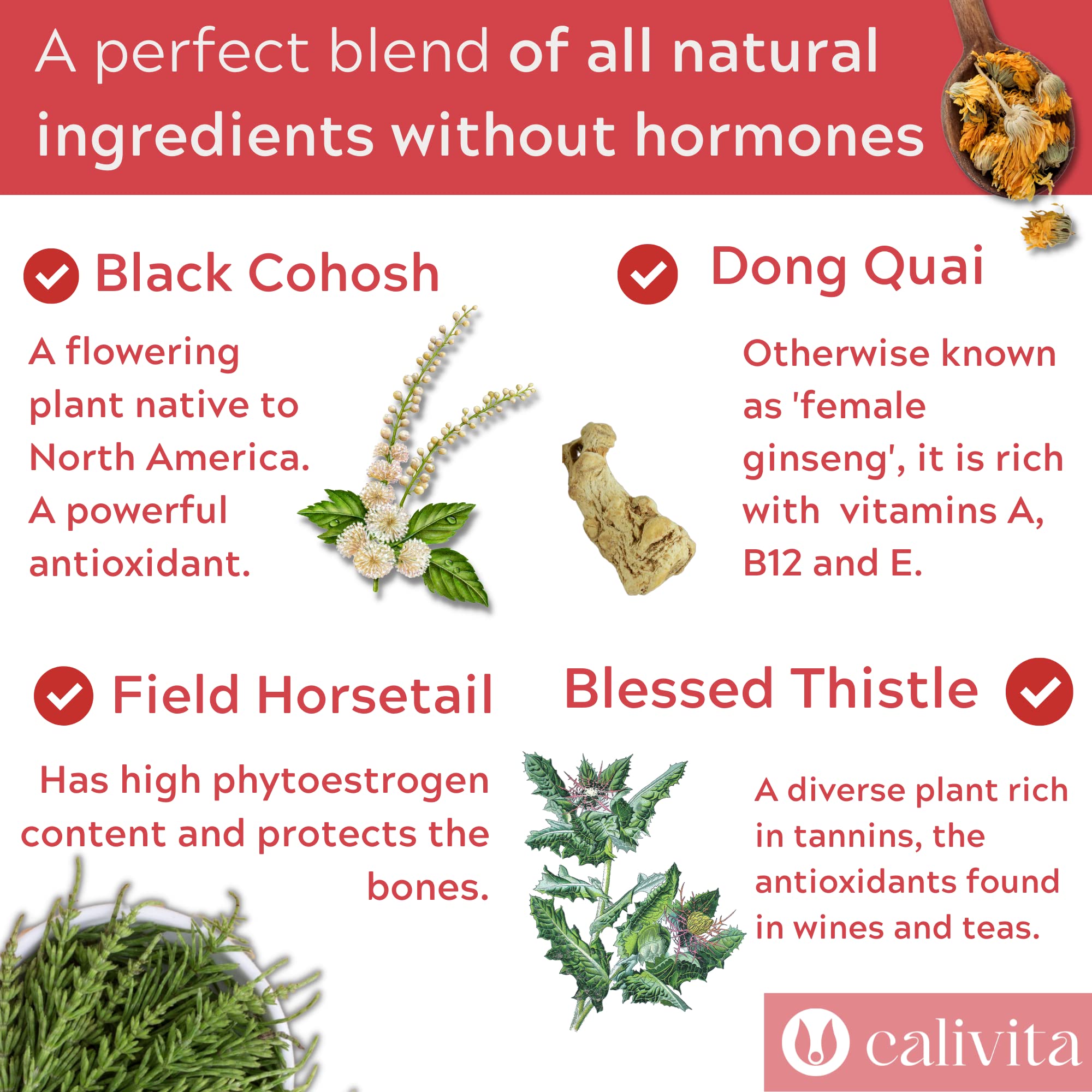 CaliVita Menopausal Formula - Menopause Relief Supplements for Women with Dong Quai, Black Kohosh CaliVita