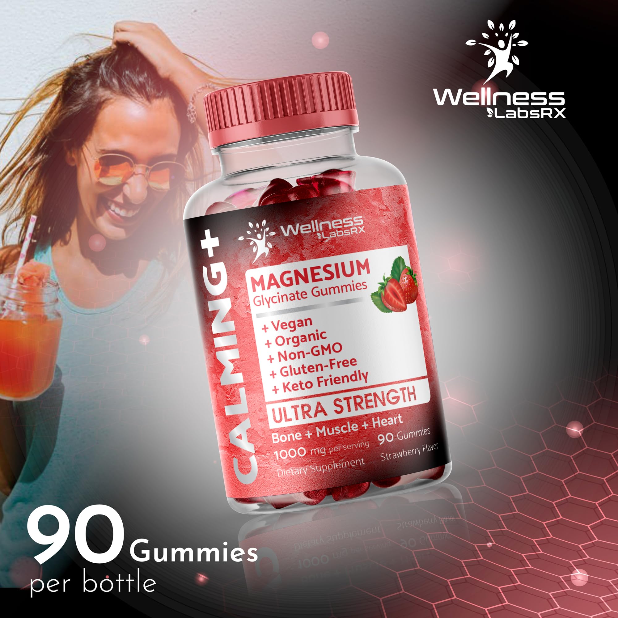 Magnesium Glycinate Gummies - 1000 mg - Magnesium Supplement to Support WELLNESS LABSRX