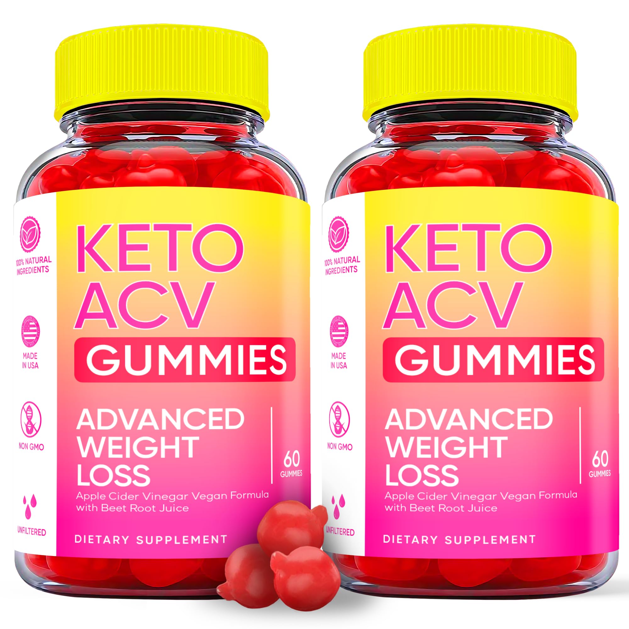 Keto ACV Gummies Advanced Weight Loss, ACV Supplement Work Fast Women Plus Men (2 Pack)