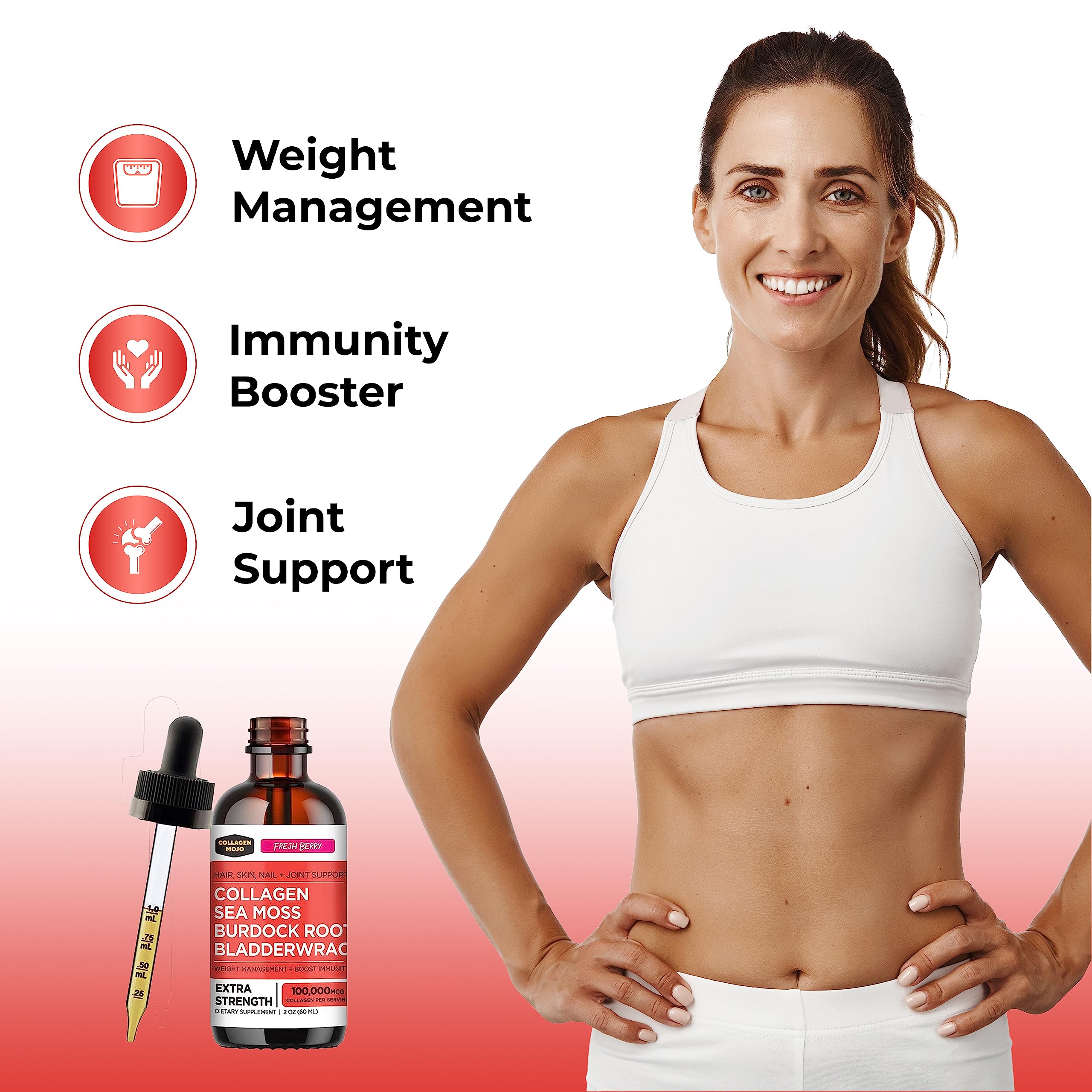 Collagen Mojo Liquid Collagen Peptides with Sea Moss, Burdock Root & Bladderwrack Collagen Mojo