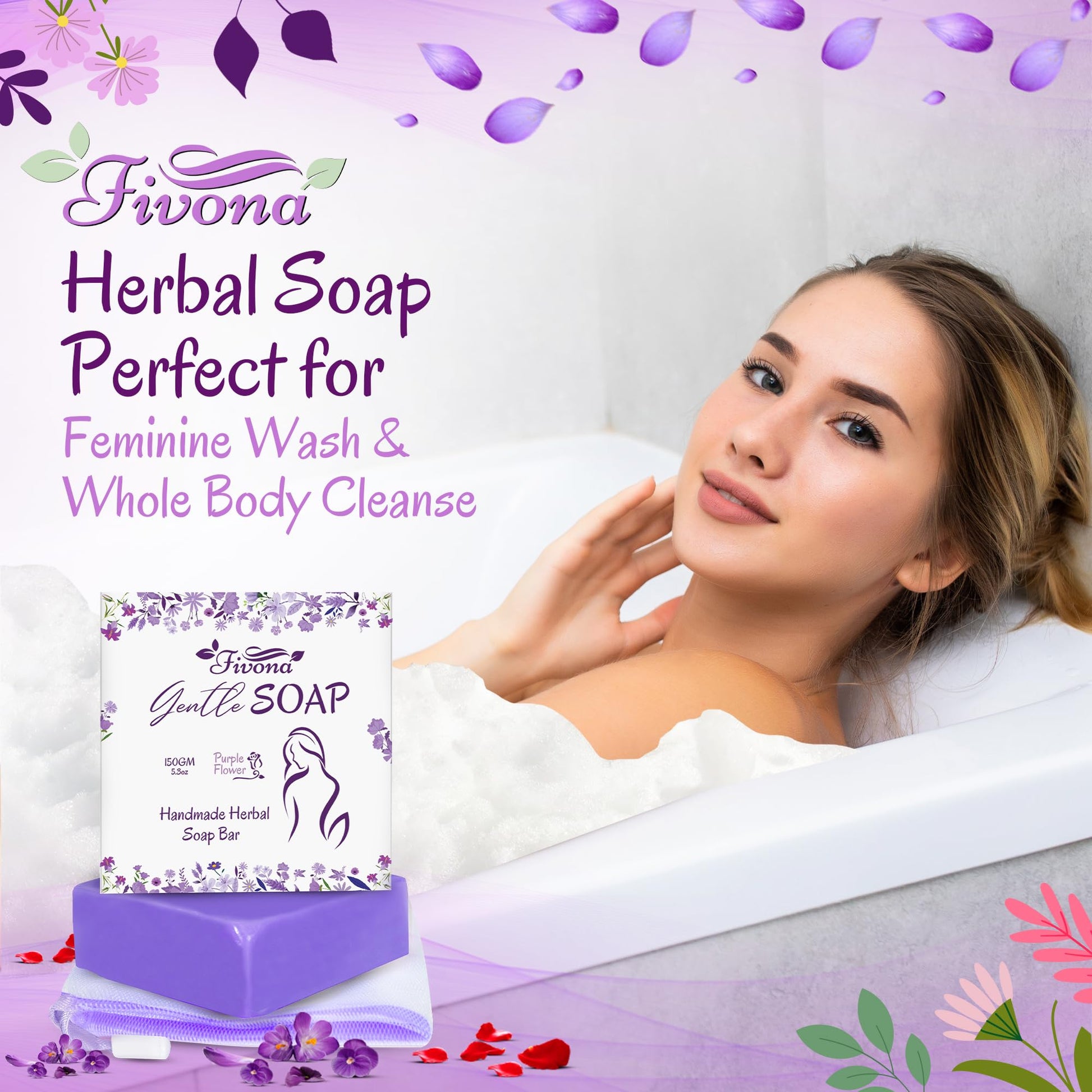 FIVONA Yoni Care Kit 3 in 1 - pH Balanced Natural Vaginal Oil 30 ml, Organic Herbal Soap 5.3 oz FIVONA