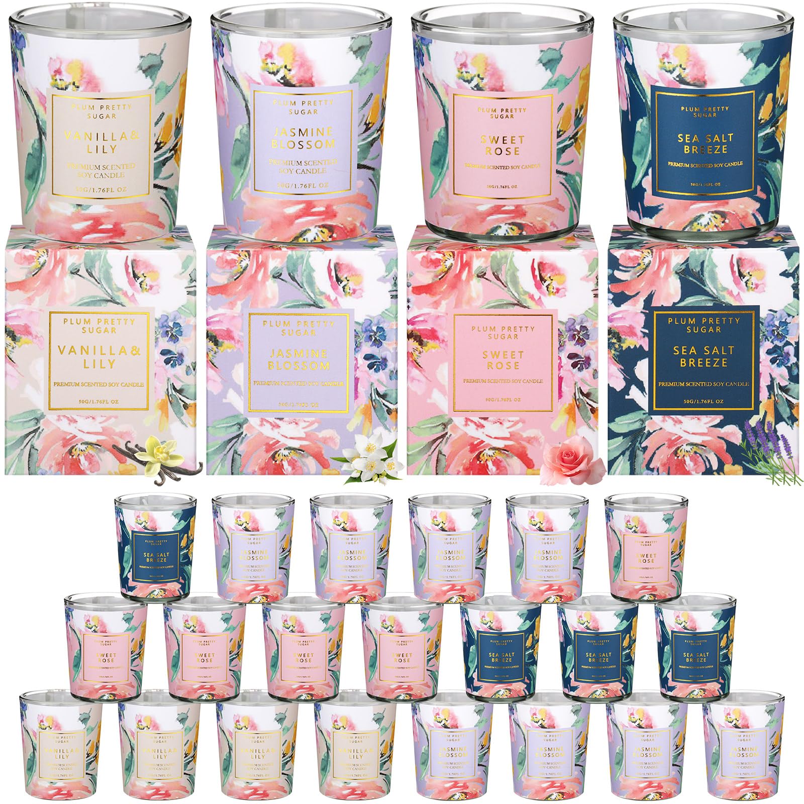 MTLEE 24 Pcs Candles for Home Scented Candle Gifts for Women Bulk 8 Long Lasting Aromatherapy Jar