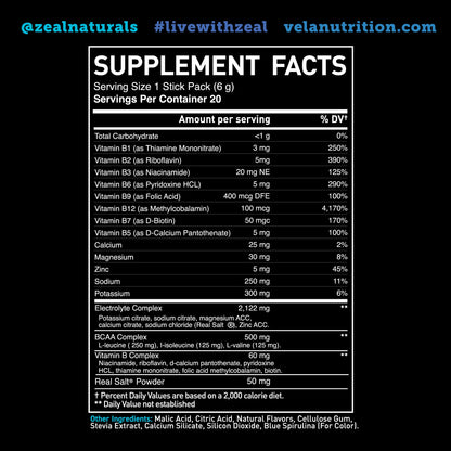 Enhanced Powder Stick Packs (Blue Raspberry - 20 Packets) Sugar Free + BCAA B-Vitamin