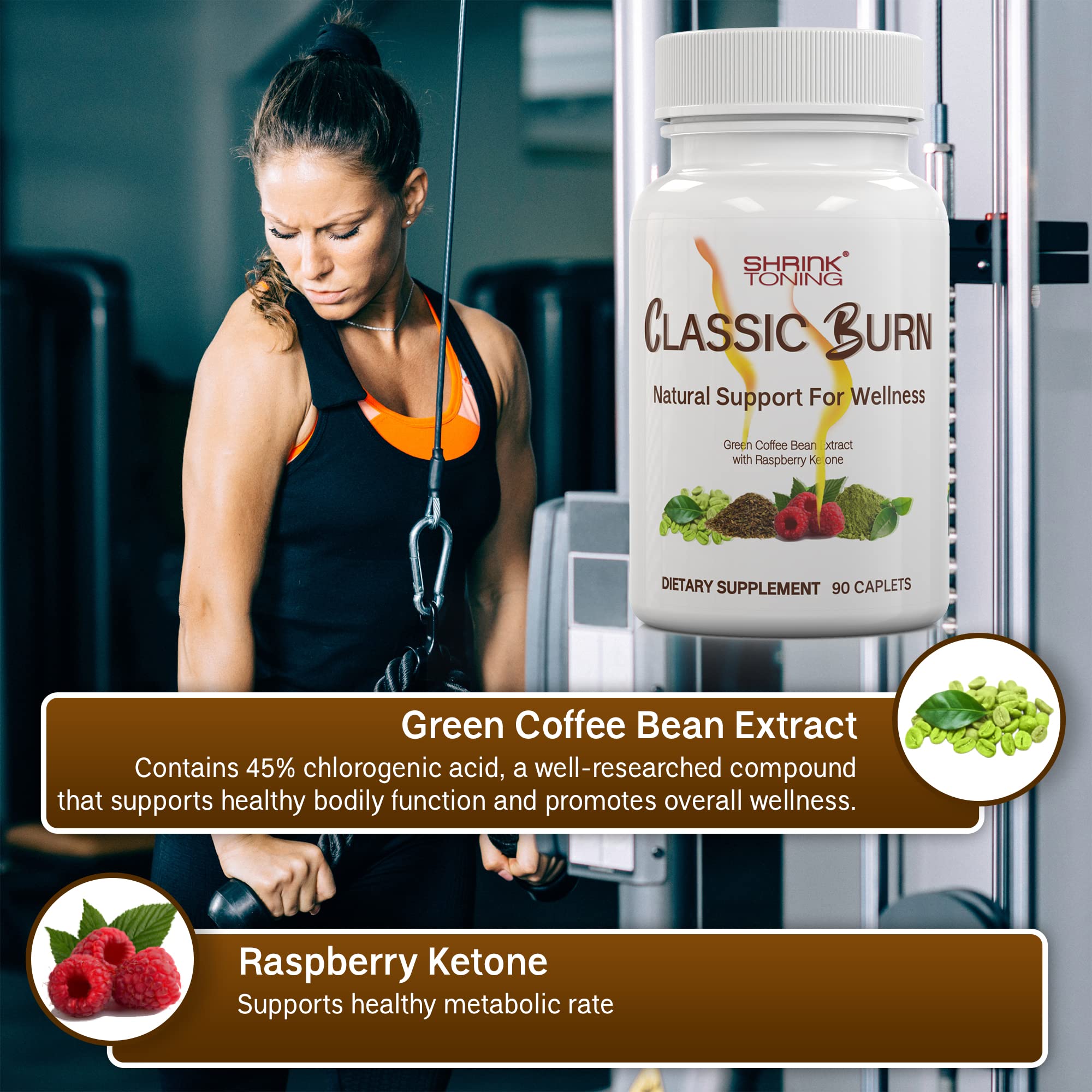shrink Classic Burn - Pure Green Coffee Bean Extract and Raspberry Ketones with 45% shrink