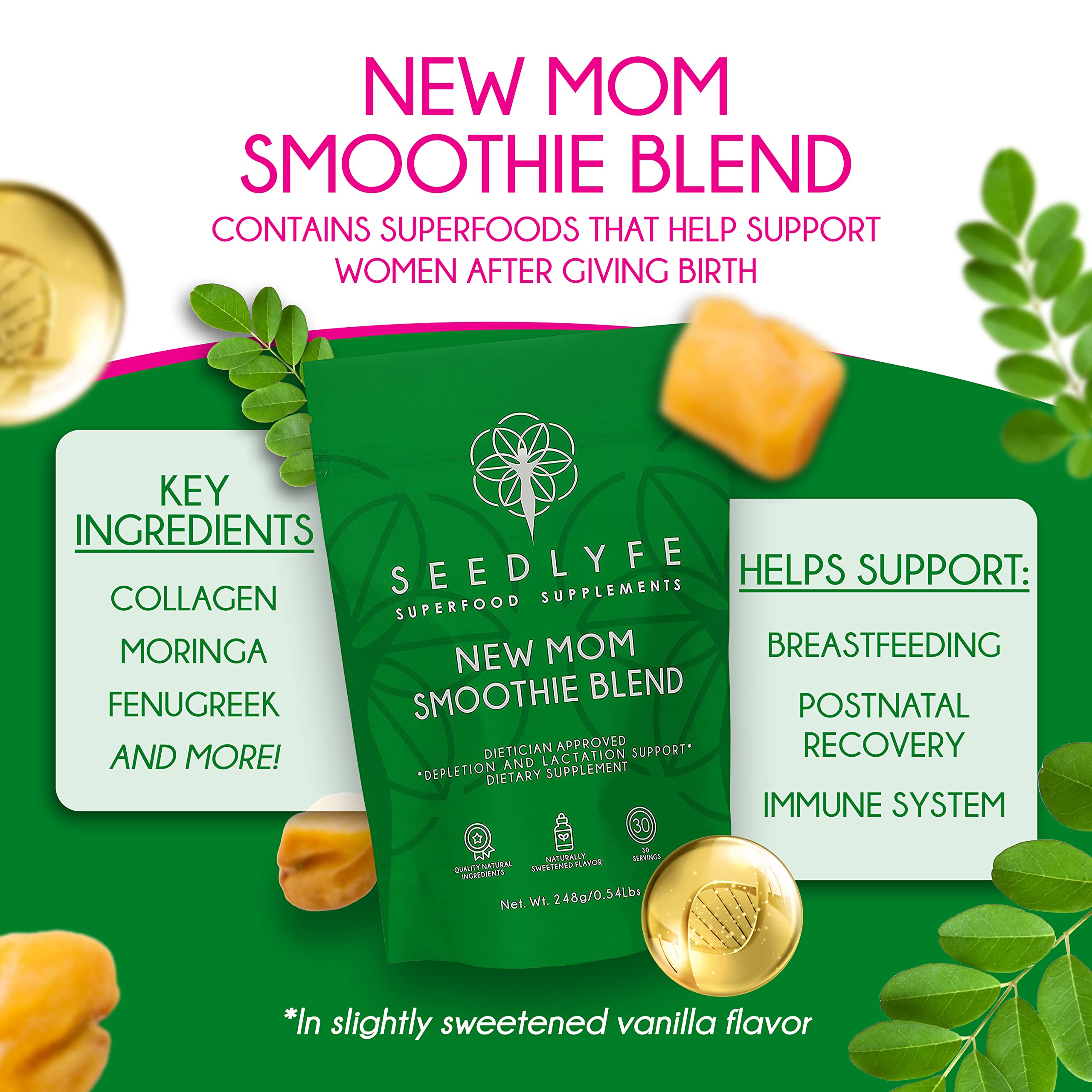 seedlyfe New Mother Postnatal Supplement Care Bundle - Lactation Superfood Smoothie seedlyfe