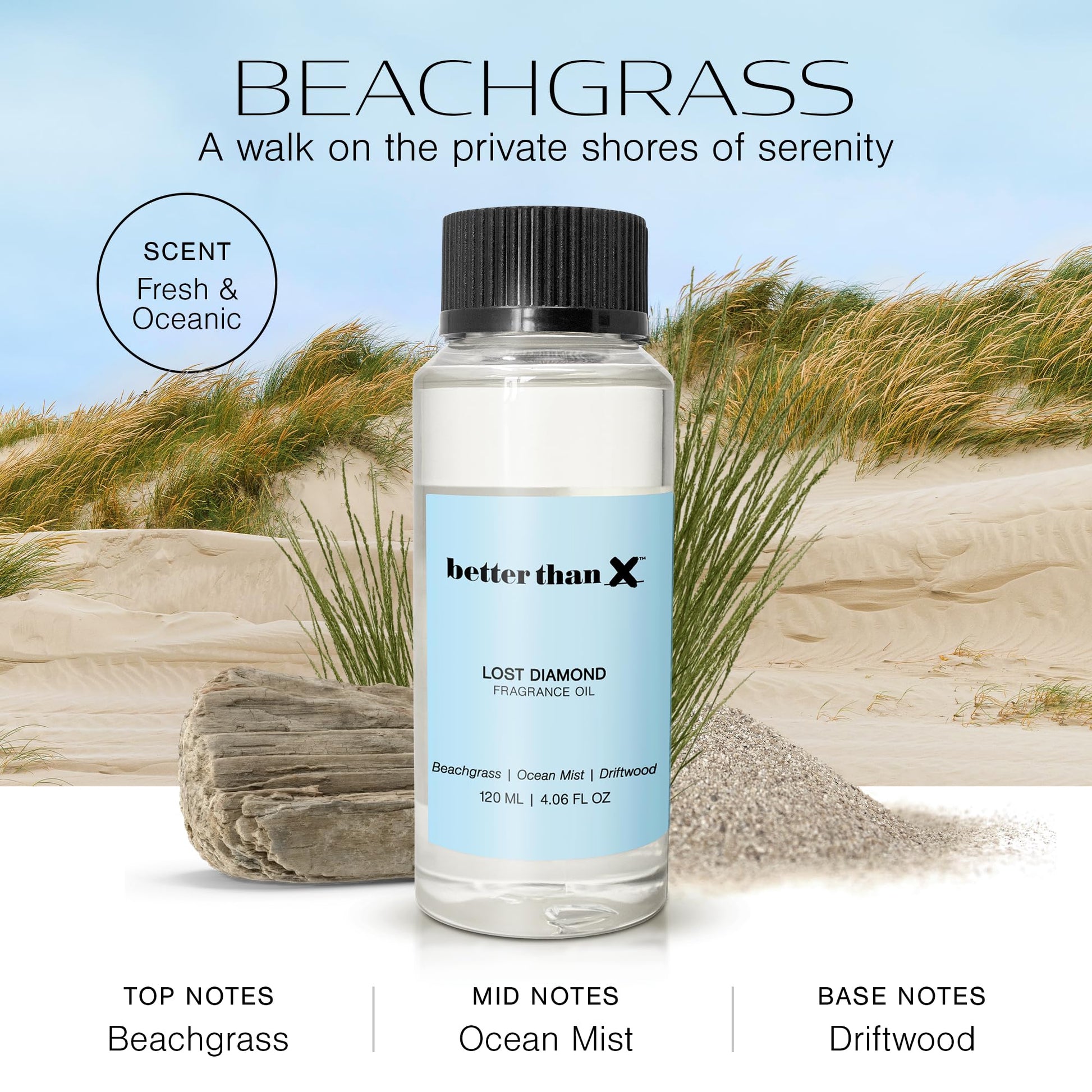 Better Than X Beachgrass Fragrance Oil - Lost Diamond Oceanic Scent for Diffusers - Premium Scent BETTER THAN X