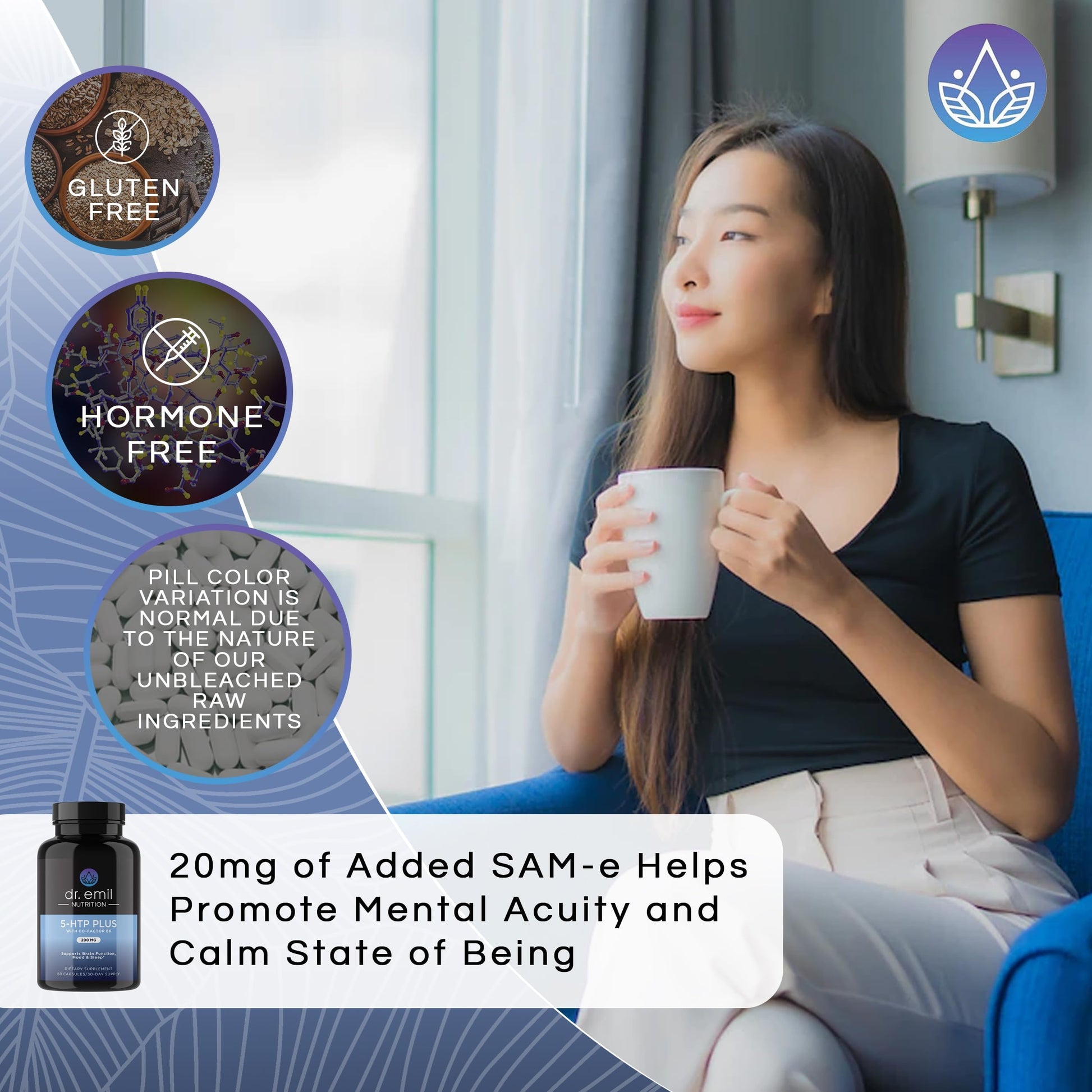 DR EMIL NUTRITION 200 MG 5-HTP Plus with SAM-e to Maintain Normal Healthy Sleep DR EMIL NUTRITION