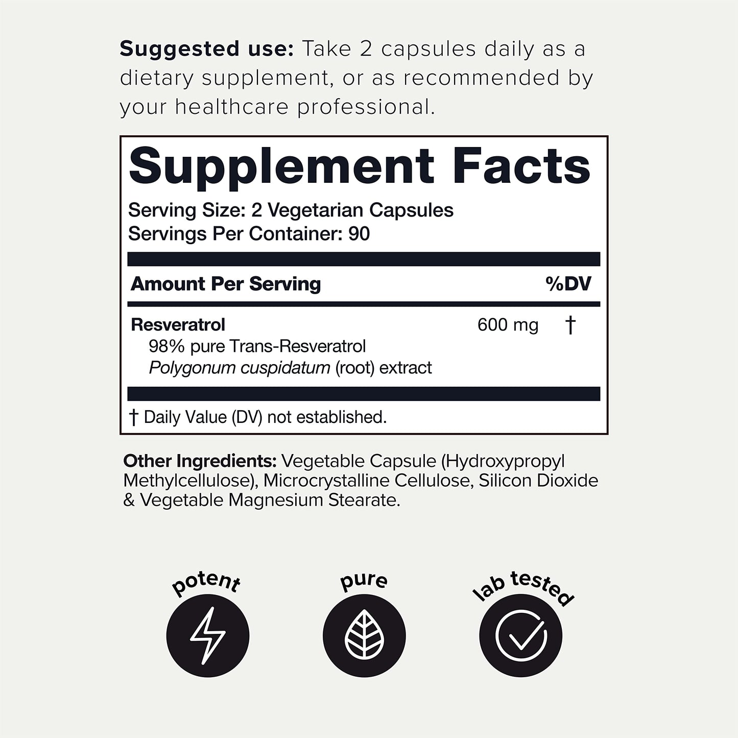 Toniiq Ultra High Purity Resveratrol Capsules - 98% Trans-Resveratrol - Highly Purified