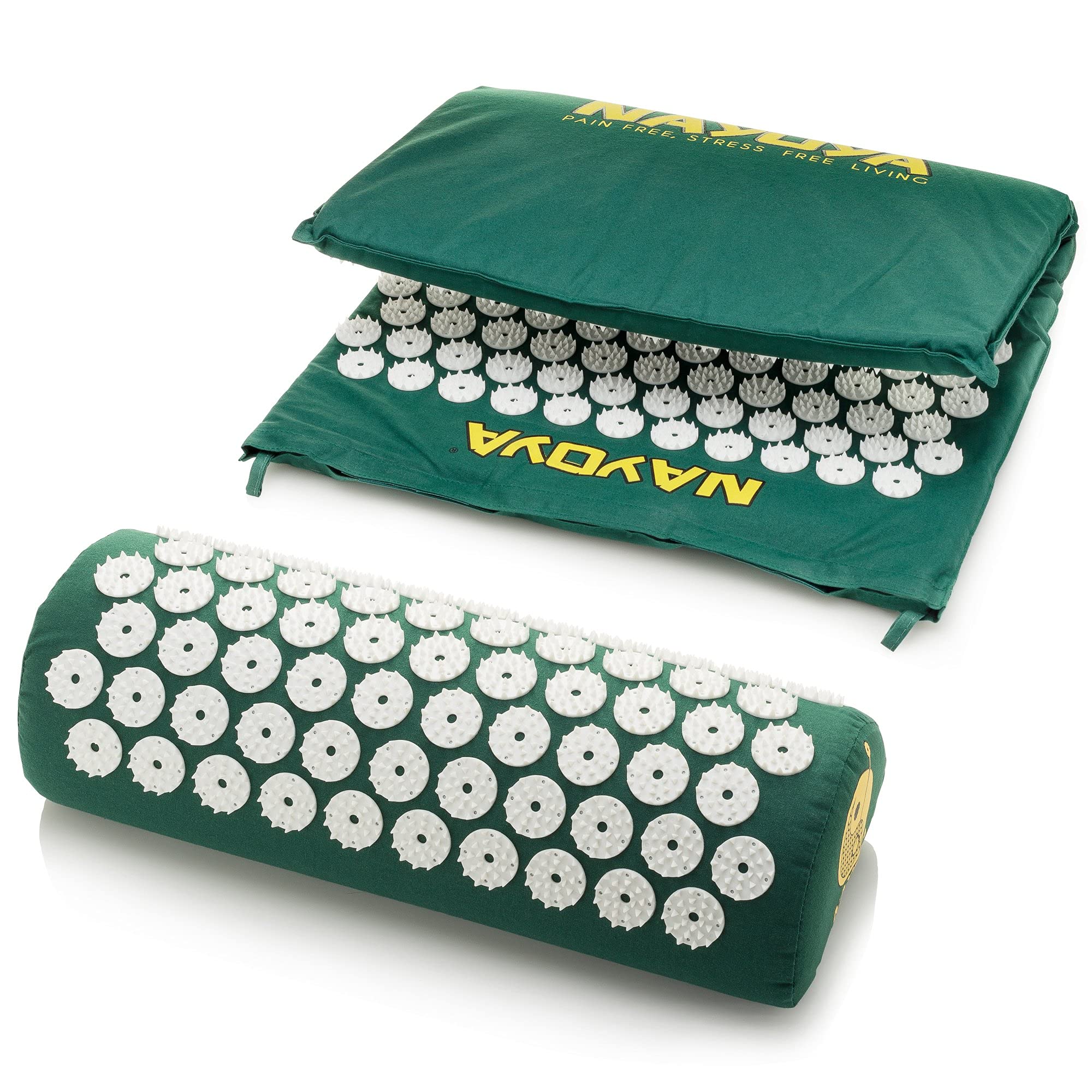 NAYOYA Neck and Back Pain Relief - Acupressure Mat and Neck Pillow Set - Relieves Stress and Sciatic Pain NAYOYA