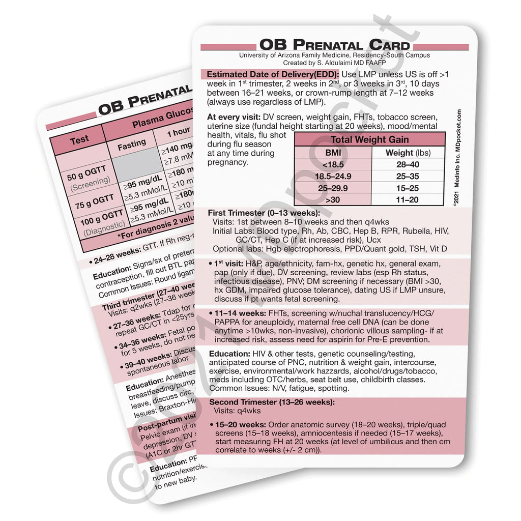 MDpocket® OB Prenatal Card