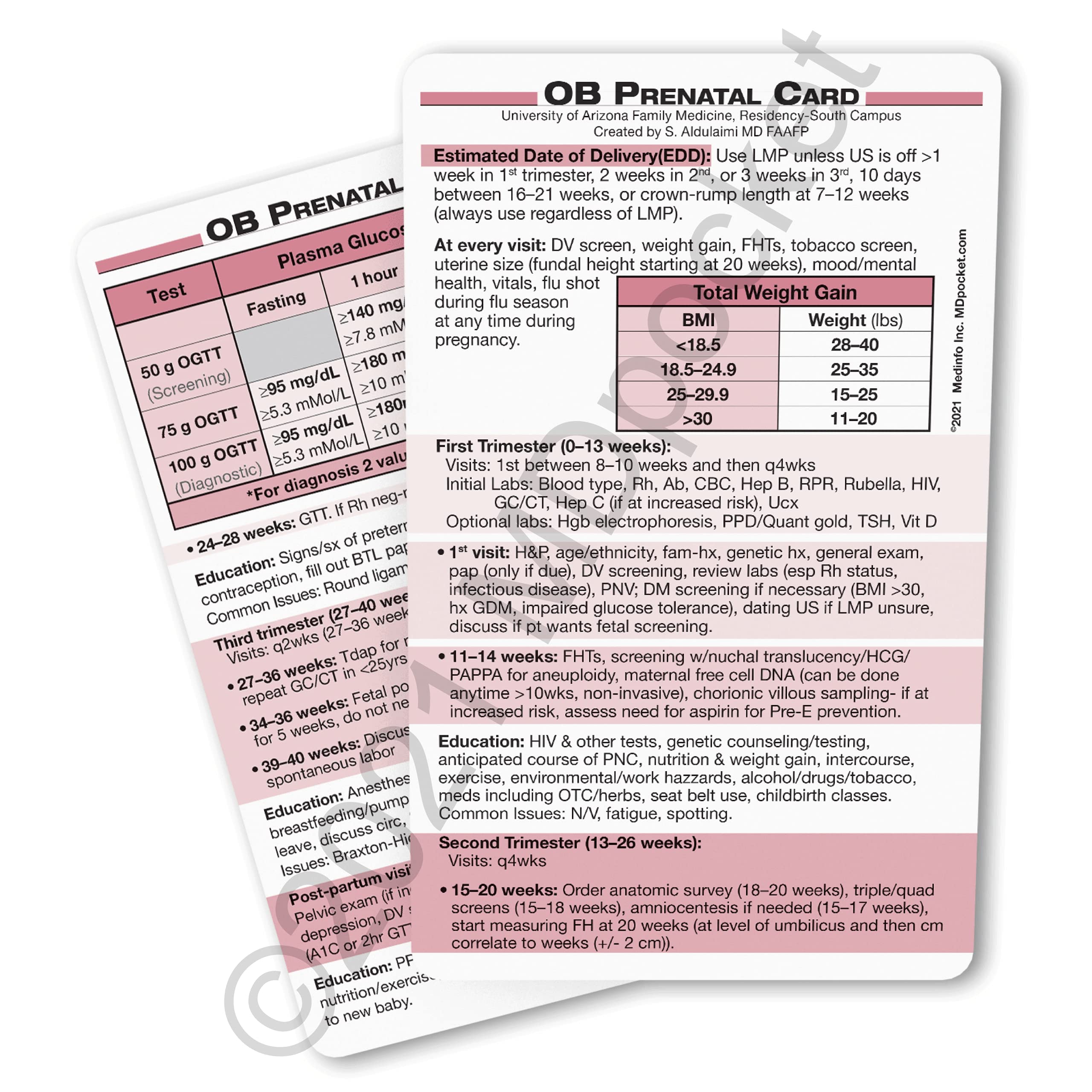 MDpocket® OB Prenatal Card MDpocket