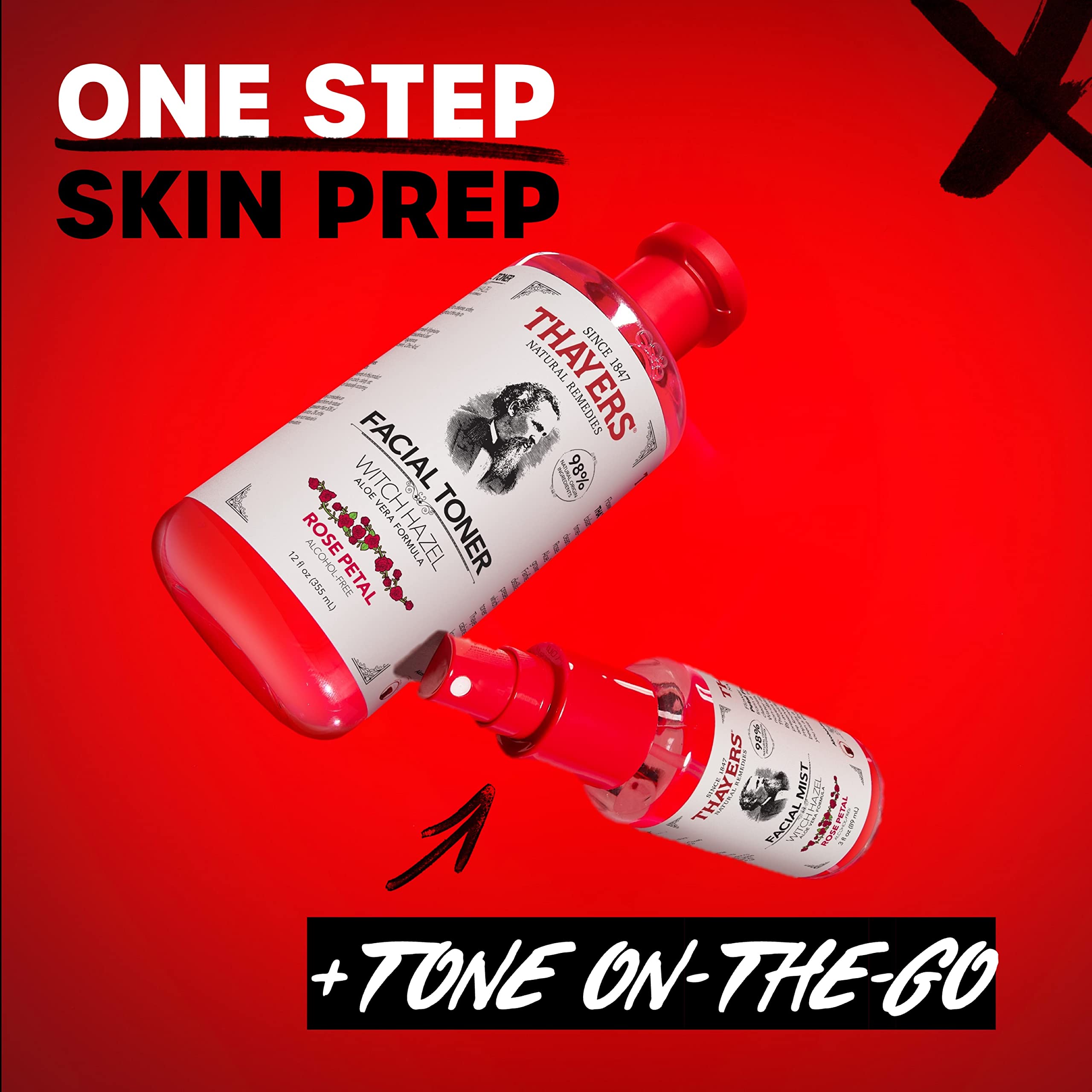 Thayers Alcohol-Free, Hydrating Rose Petal Witch Hazel Facial Toner 12 oz + 3oz THAYERS