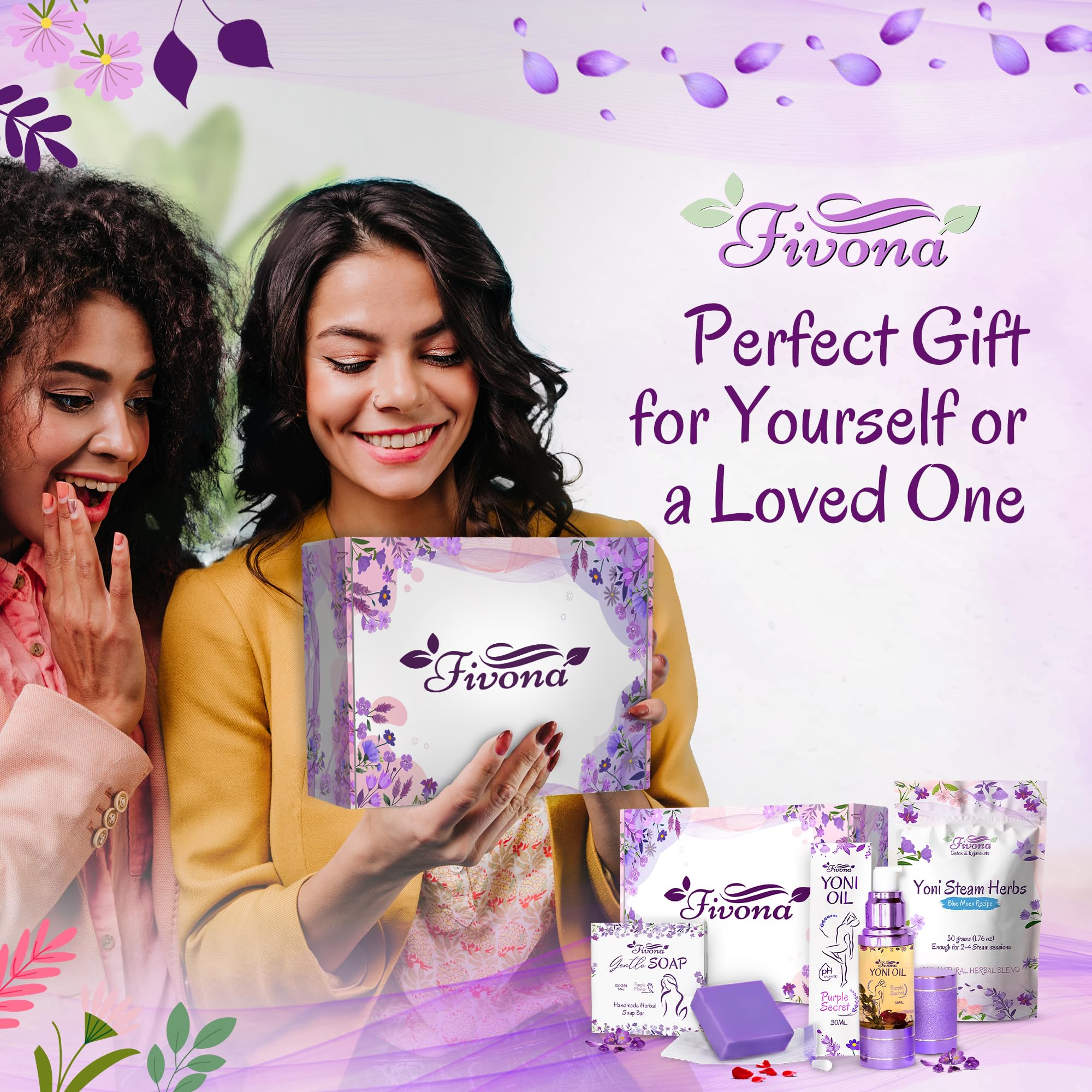 FIVONA Yoni Care Kit 3 in 1 - pH Balanced Natural Vaginal Oil 30 ml, Organic Herbal Soap 5.3 oz FIVONA