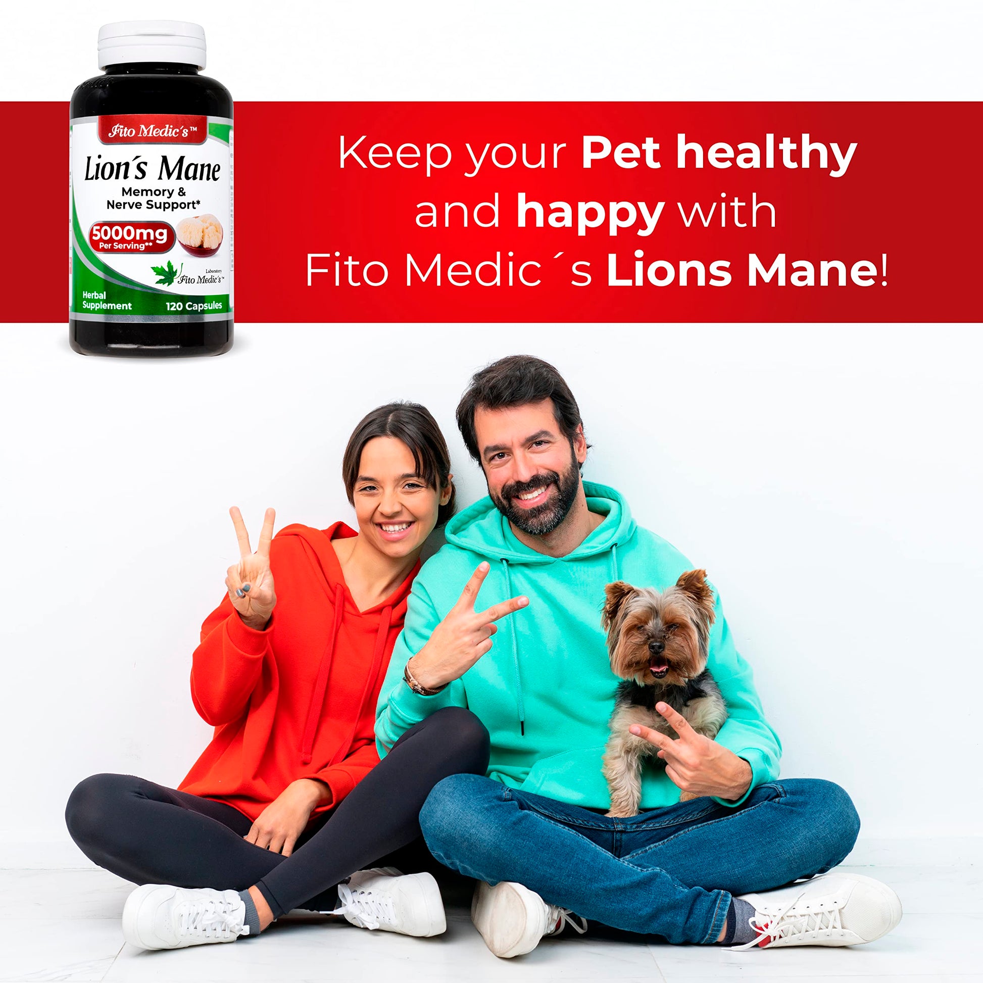 Lab | Lions Mane | 5000 mg per Serving | 120 Capsules | lions mane supplement | lions mane FITO MEDIC'S