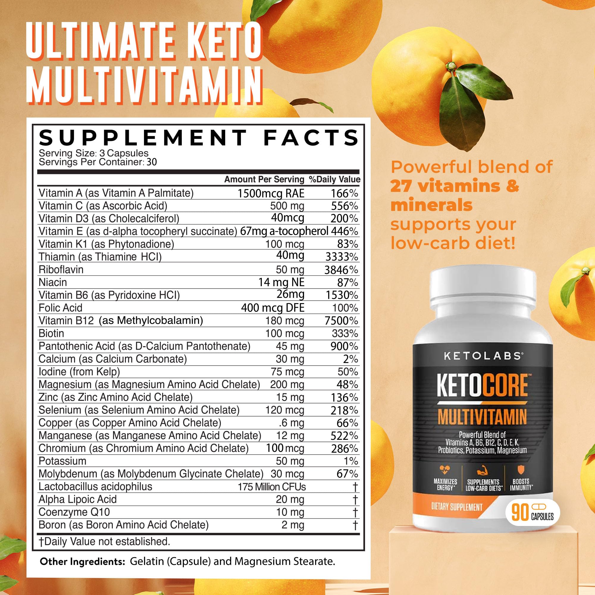 Ketolabs Ketocore Keto Vitamins | Keto Multivitamin for Men & Women | Keto Supplements
