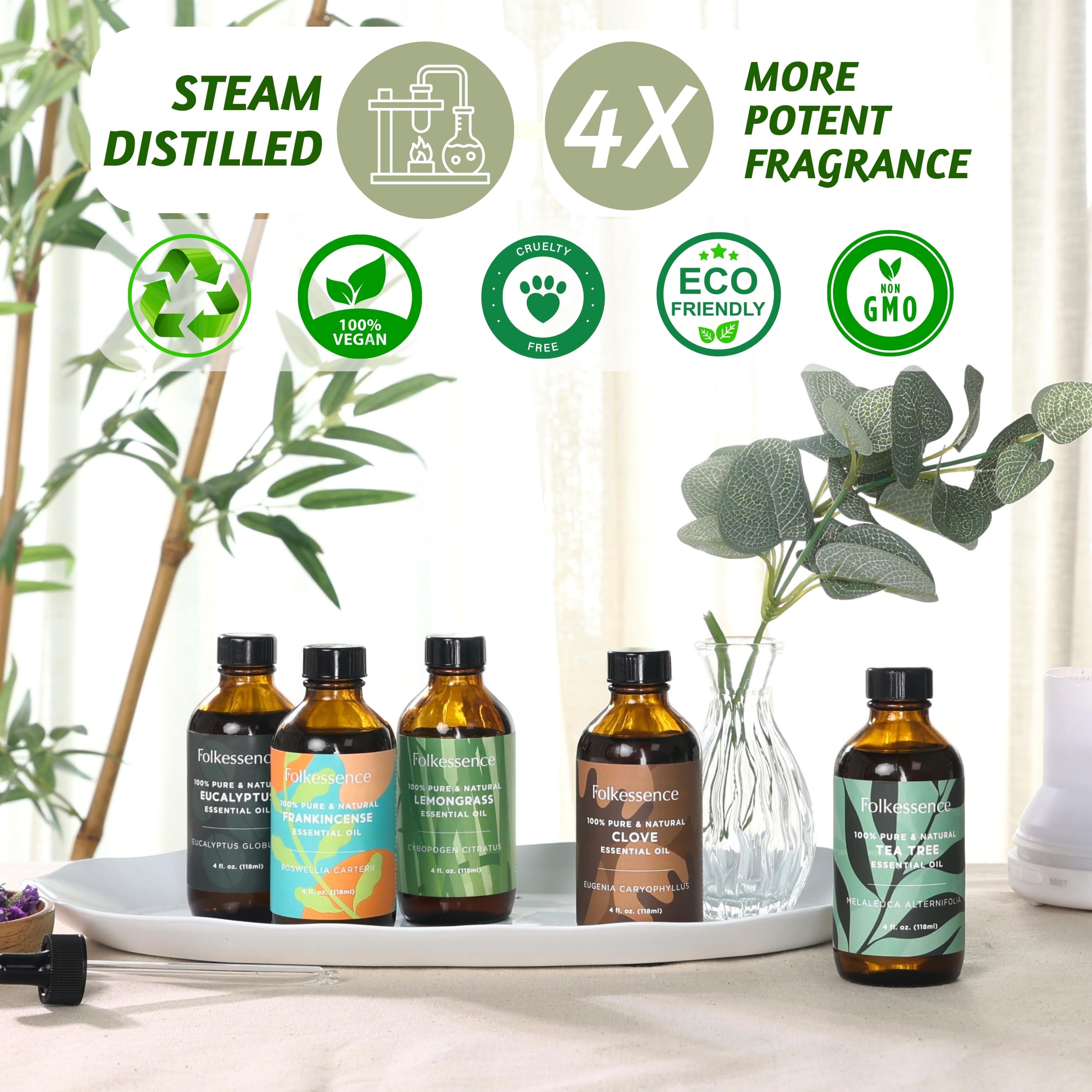 Folkulture Eucalyptus Essential Oil for Diffuser - 4 Fl Oz - 100% Pure, Natural and Undilluted Essential Oil Folkulture