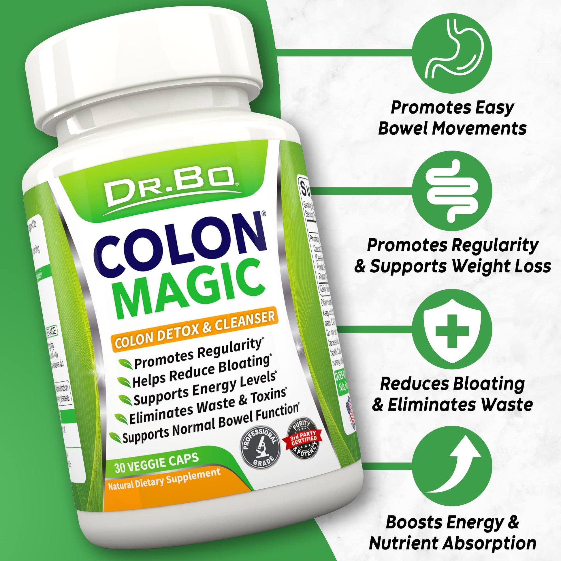 Colon Cleanse Detox Formula - Natural Bowel Cleanser Pills for Intestinal Bloating & Fast Digestive DR. BO