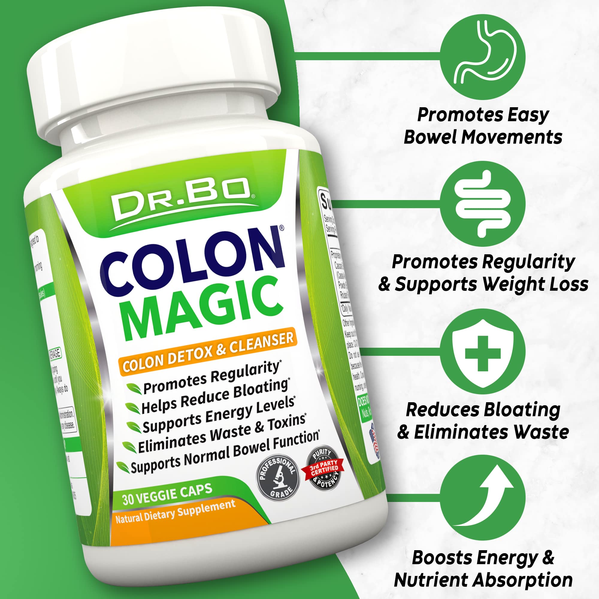 Colon Cleanse Detox Formula - Natural Bowel Cleanser Pills for Intestinal Bloating & Fast Digestive DR. BO
