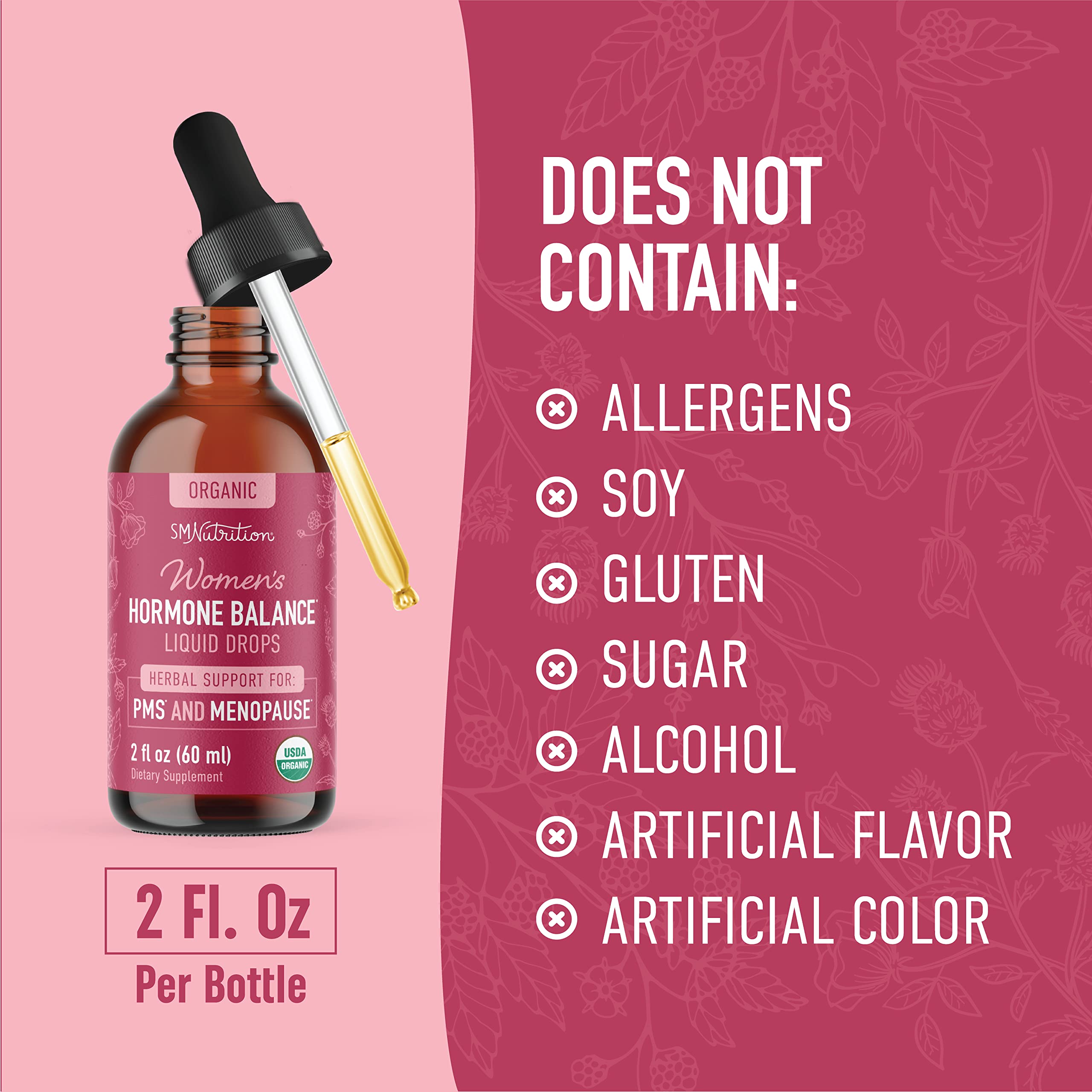 Hormone Balance Liquid Drops | With Stinging Nettle, Black Cohosh, Red Raspberry Leaf SMNutrition