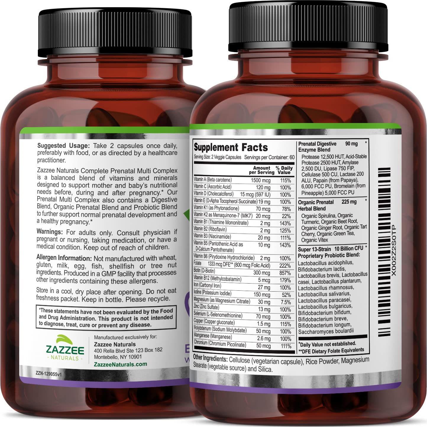 Zazzee Myo-Inositol Capsules and Extra Strength Prenatal Multi Complex