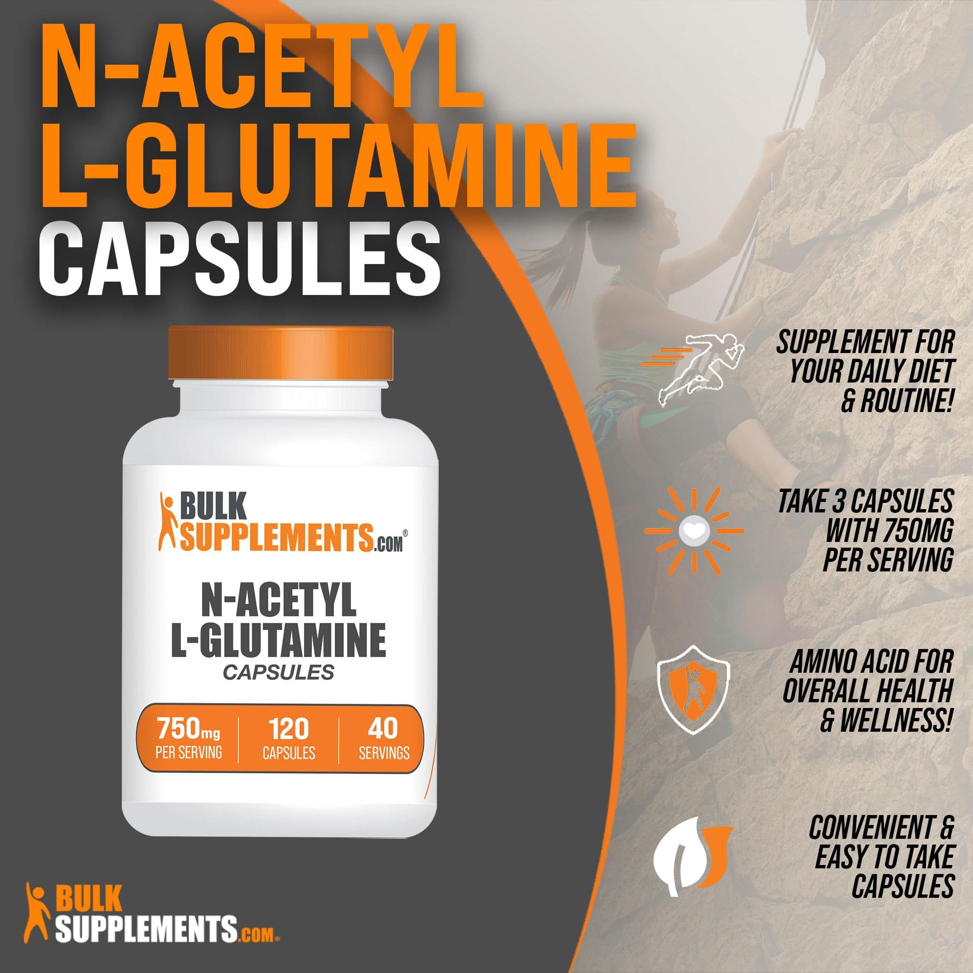 BULKSUPPLEMENTS.COM N-Acetyl L-Glutamine Capsules - Glutamine Supplement BULKSUPPLEMENTS.COM