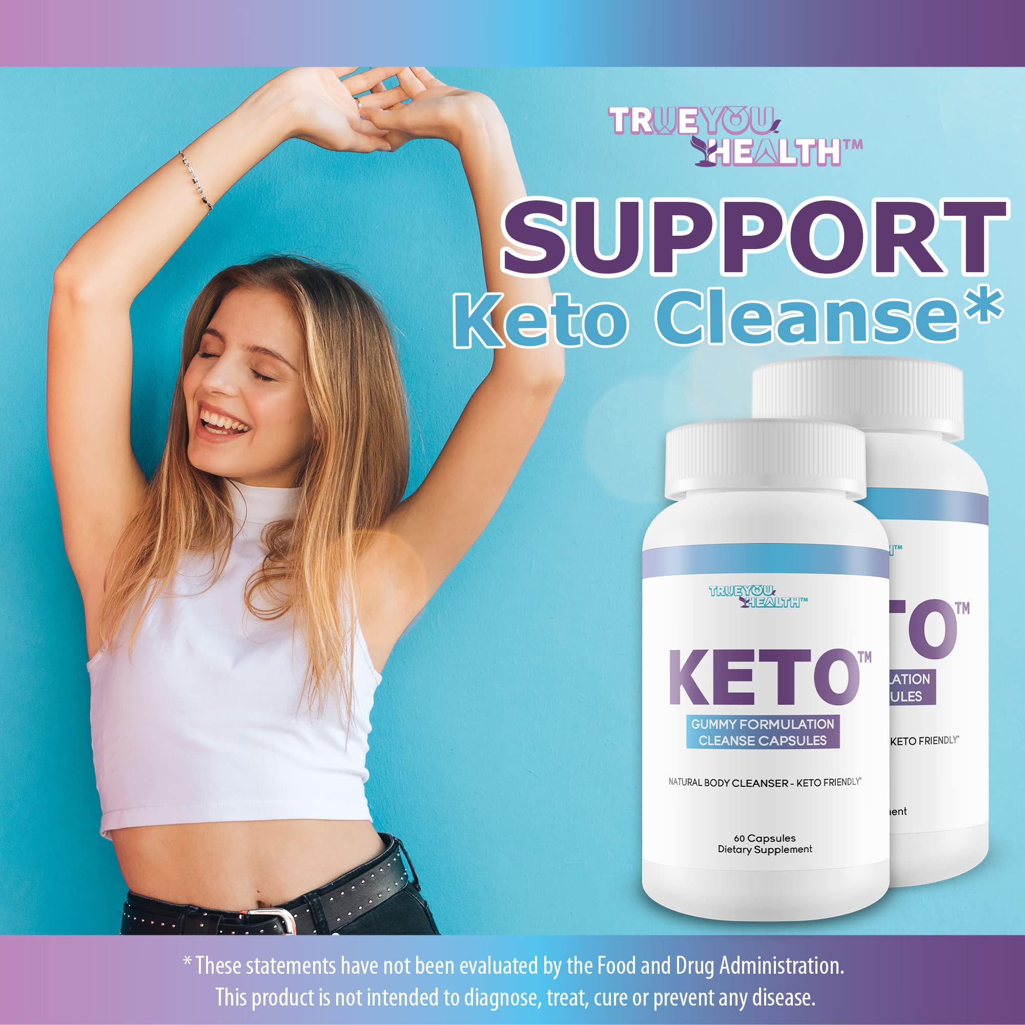 Keto Gummy Formulation Cleanse Capsules - Aid Cleansing & Detoxification - Help Flush