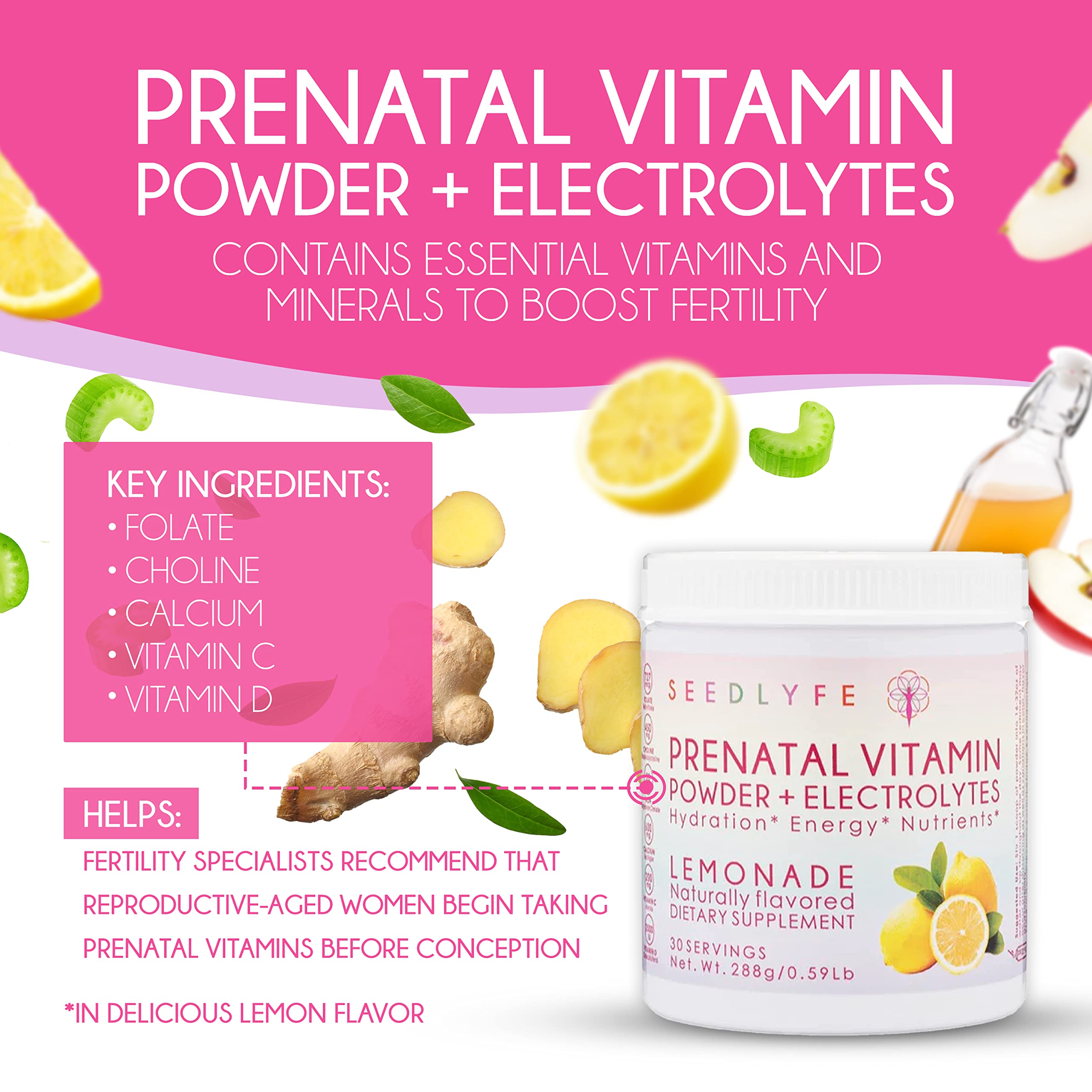 Female Fertility Bundle with Prenatal Vitamin Powder – Natural Prenatal Vitamins and Smoothie Mix seedlyfe