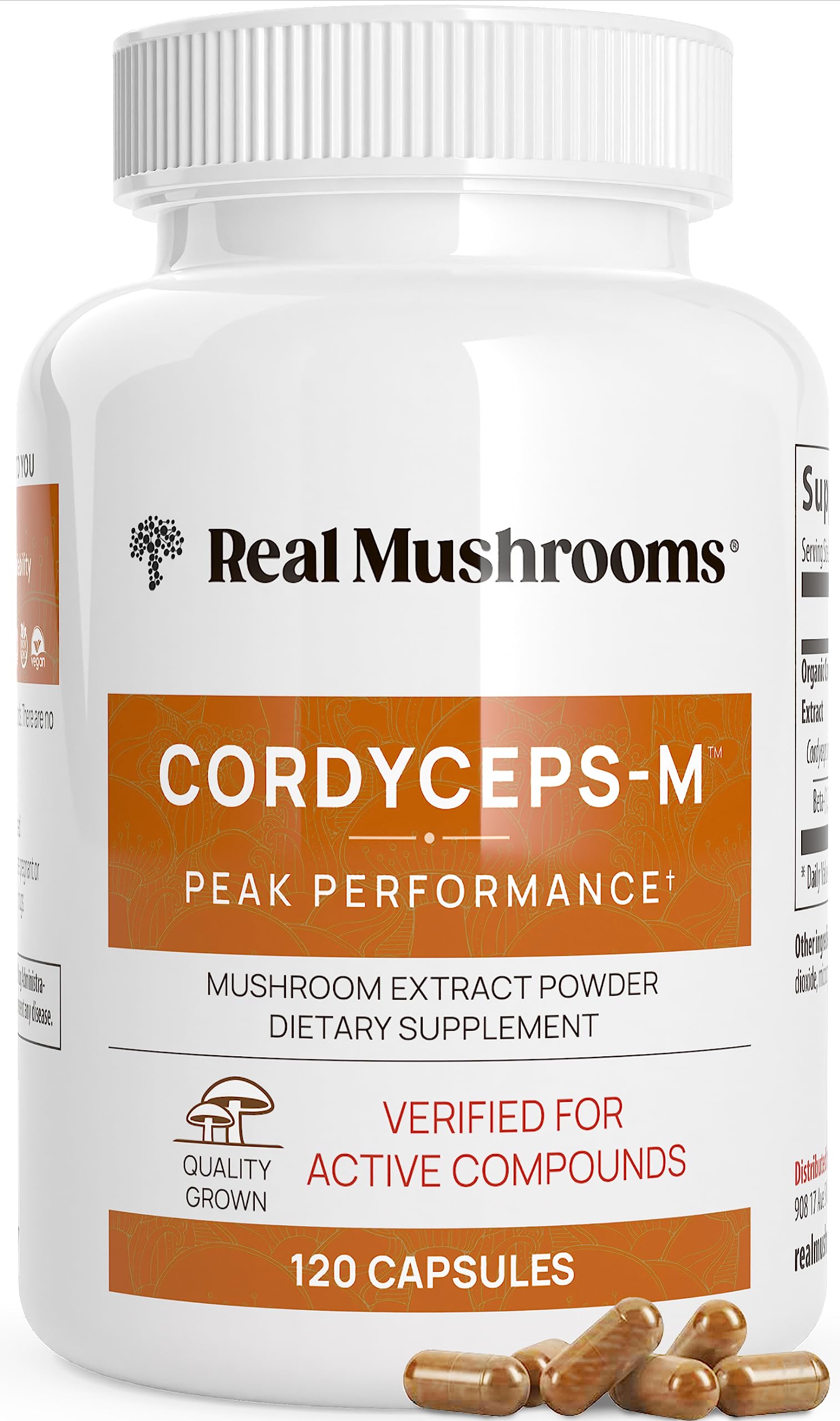 Real Mushrooms Cordyceps Capsules - Performance Mushroom Extract Supplement 